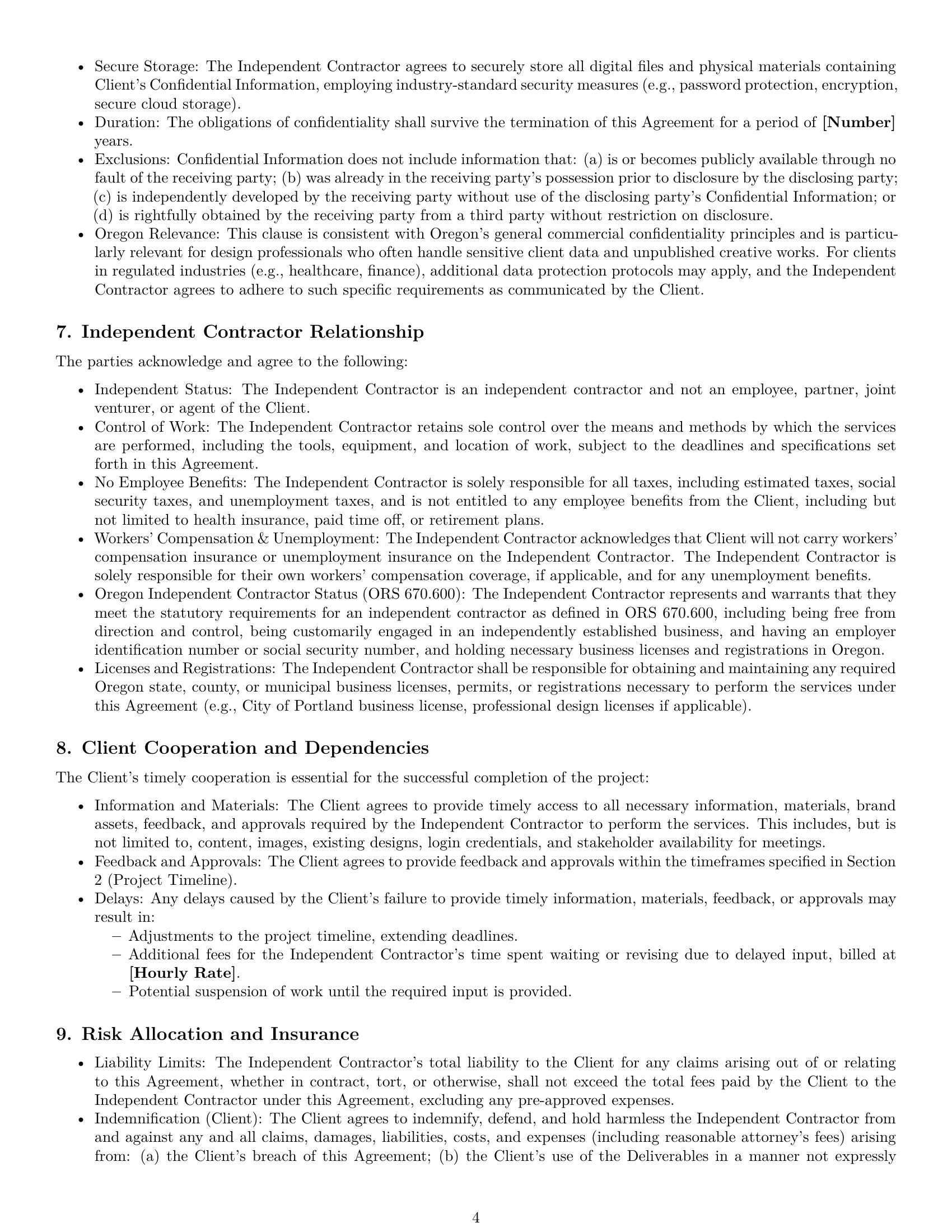 Preview page 4 of Pro Oregon design independent contractor agreement template