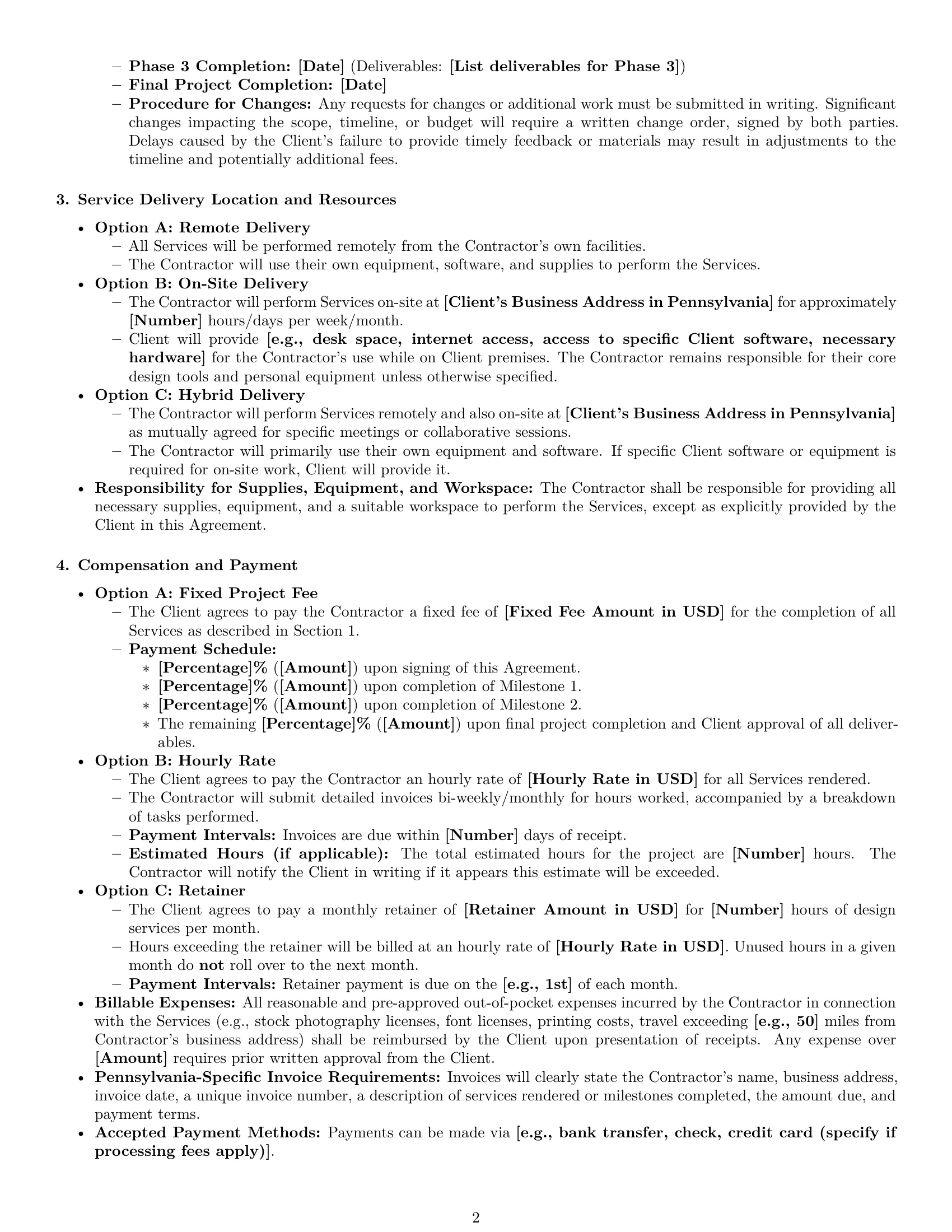 Preview page 2 of Pro Pennsylvania design independent contractor agreement template