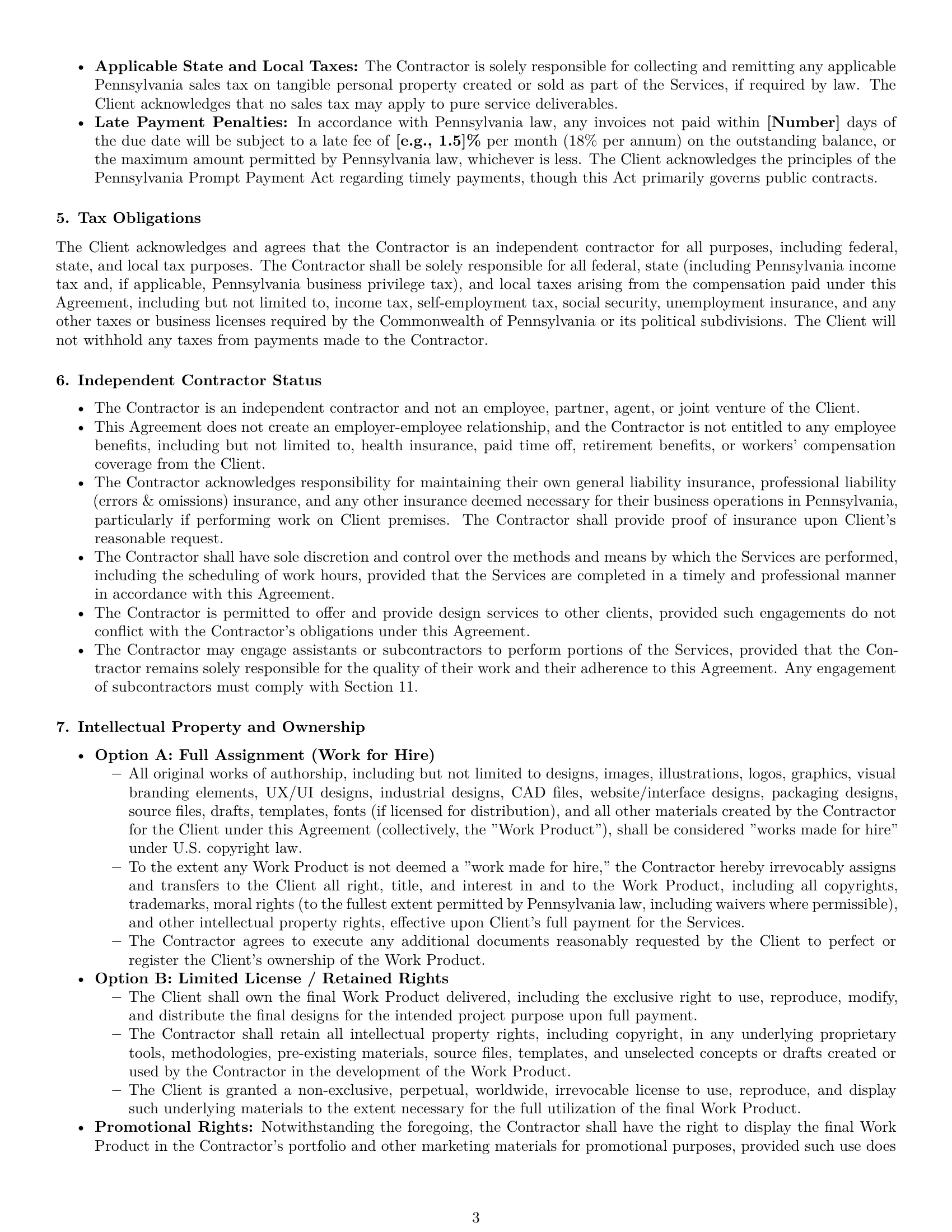 Preview page 3 of Pro Pennsylvania design independent contractor agreement template