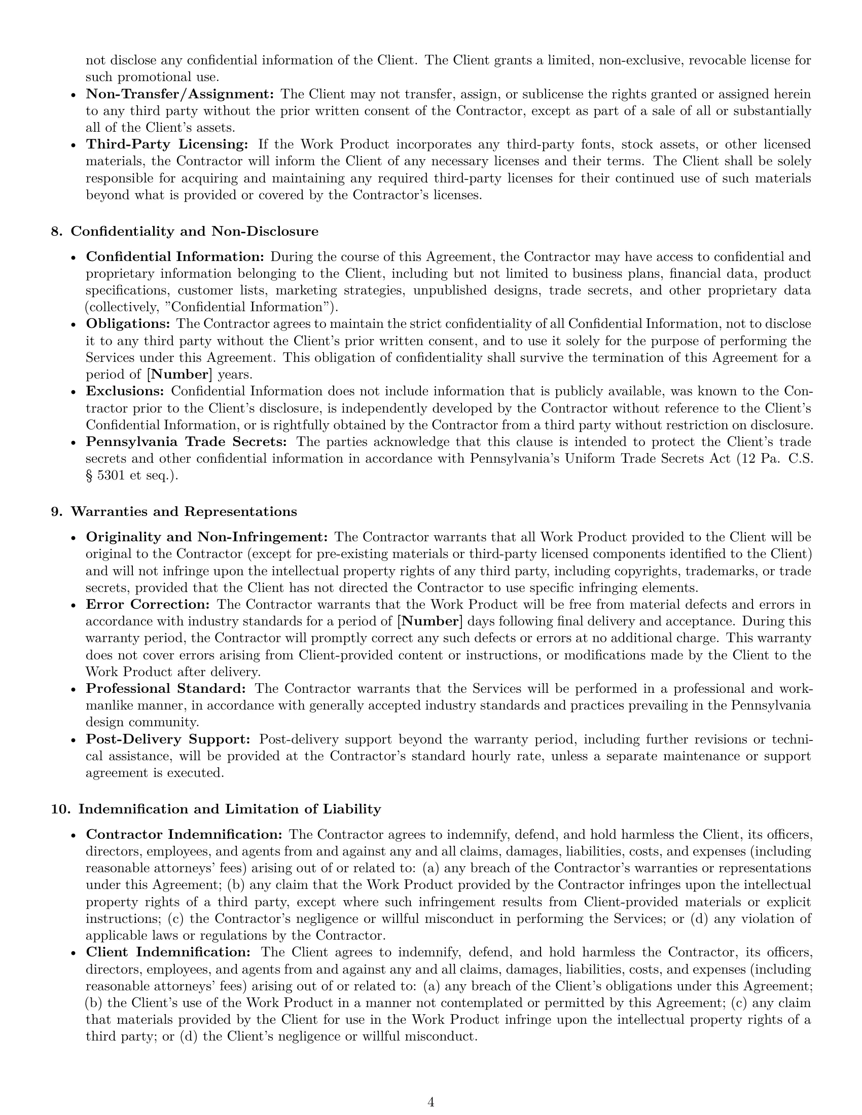 Preview page 4 of Pro Pennsylvania design independent contractor agreement template