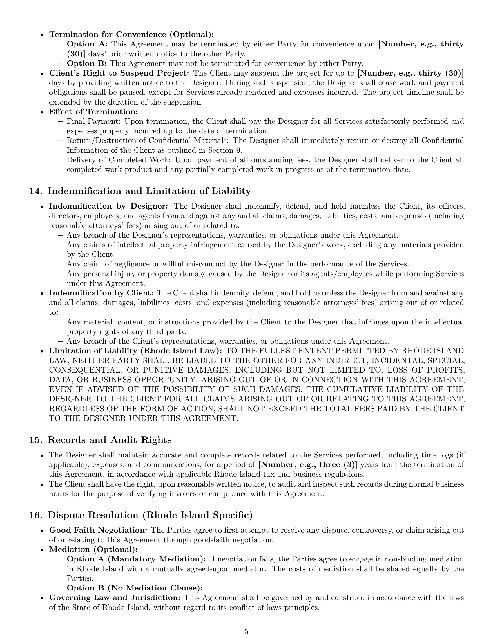 Preview page 5 of Pro Rhode Island design independent contractor agreement template