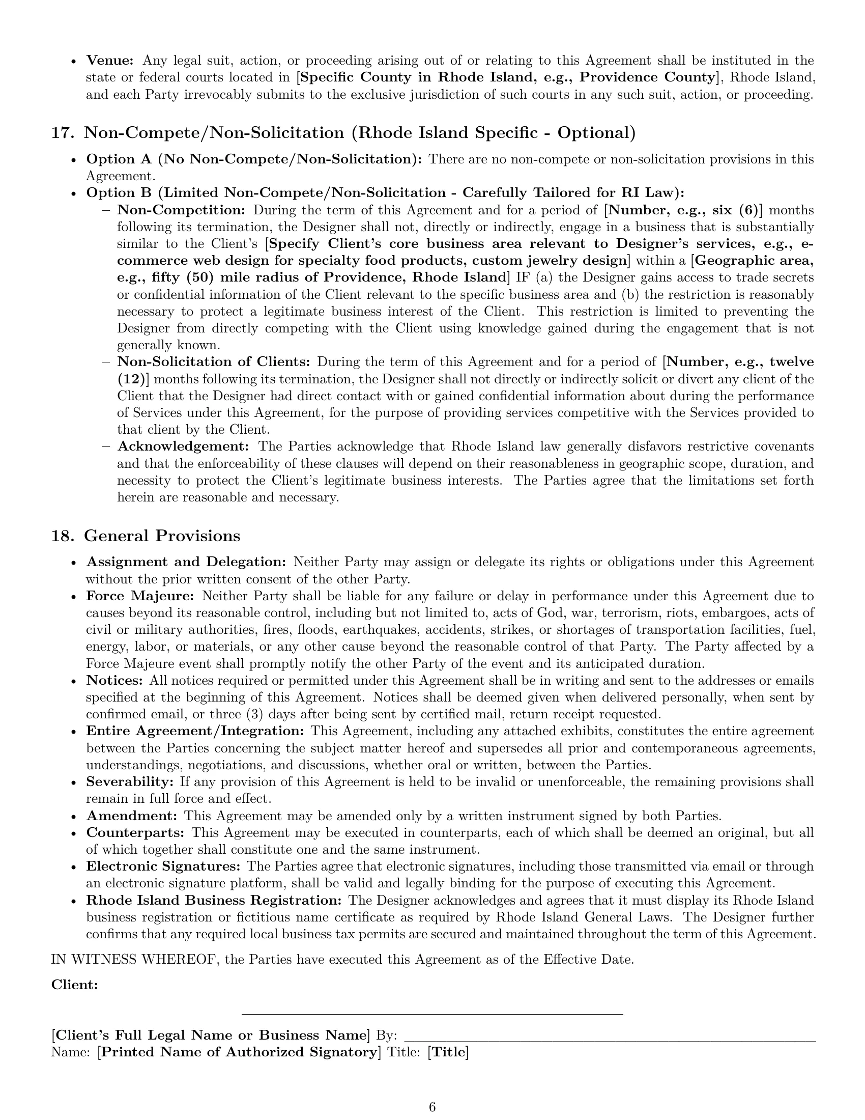 Preview page 6 of Pro Rhode Island design independent contractor agreement template