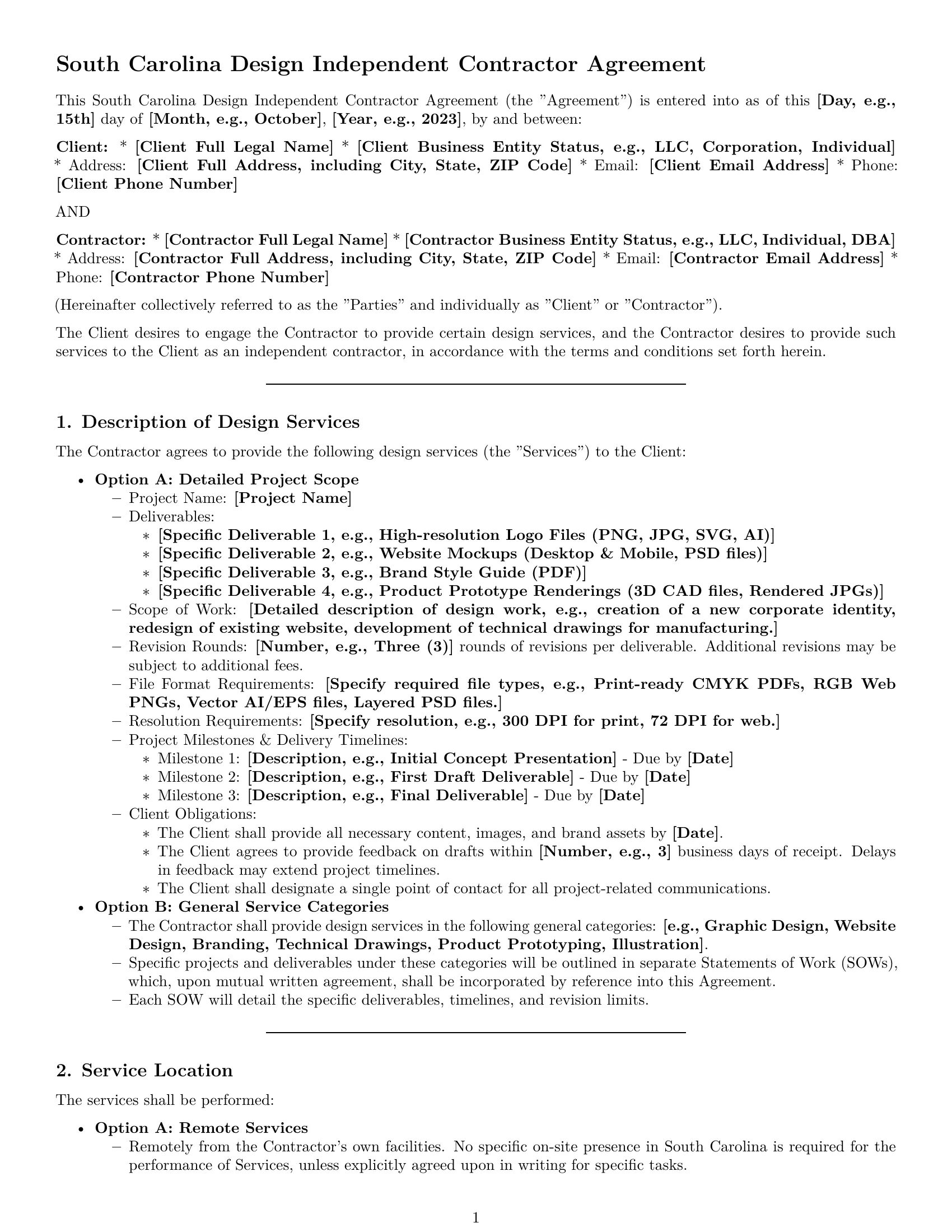 Preview page 1 of Pro South Carolina design independent contractor agreement template