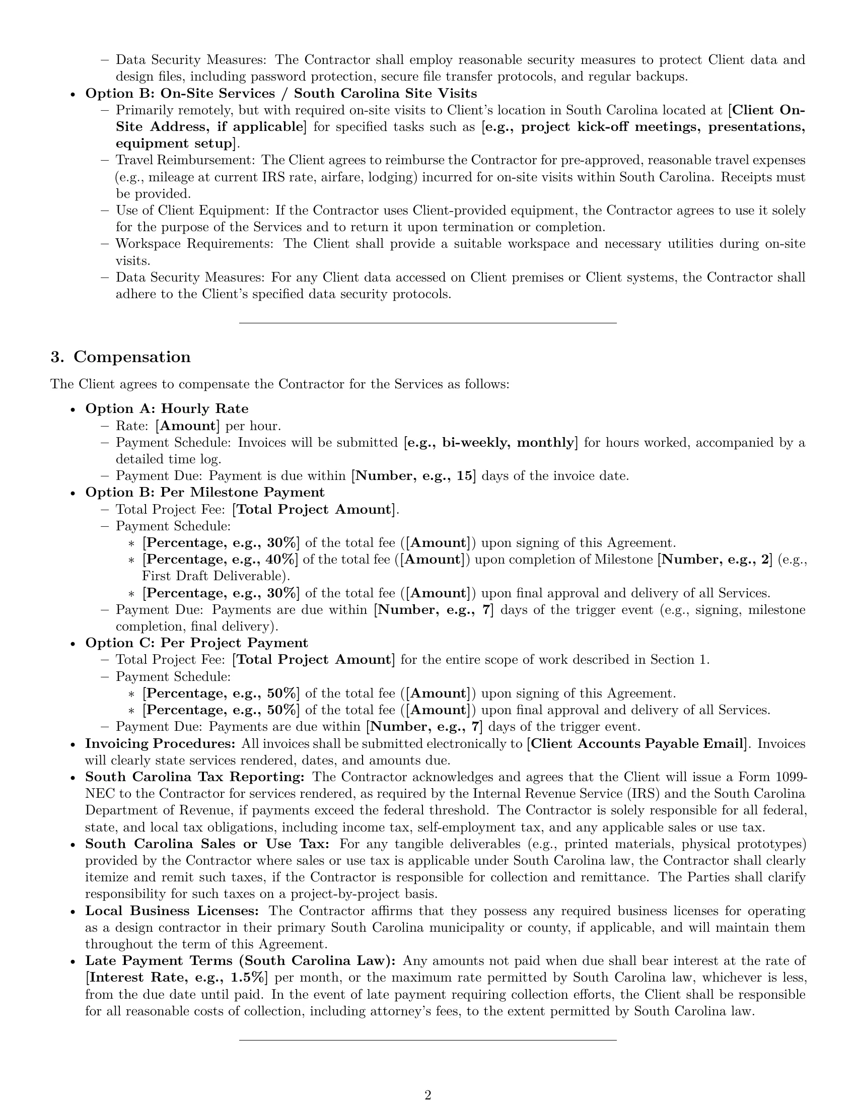 Preview page 2 of Pro South Carolina design independent contractor agreement template