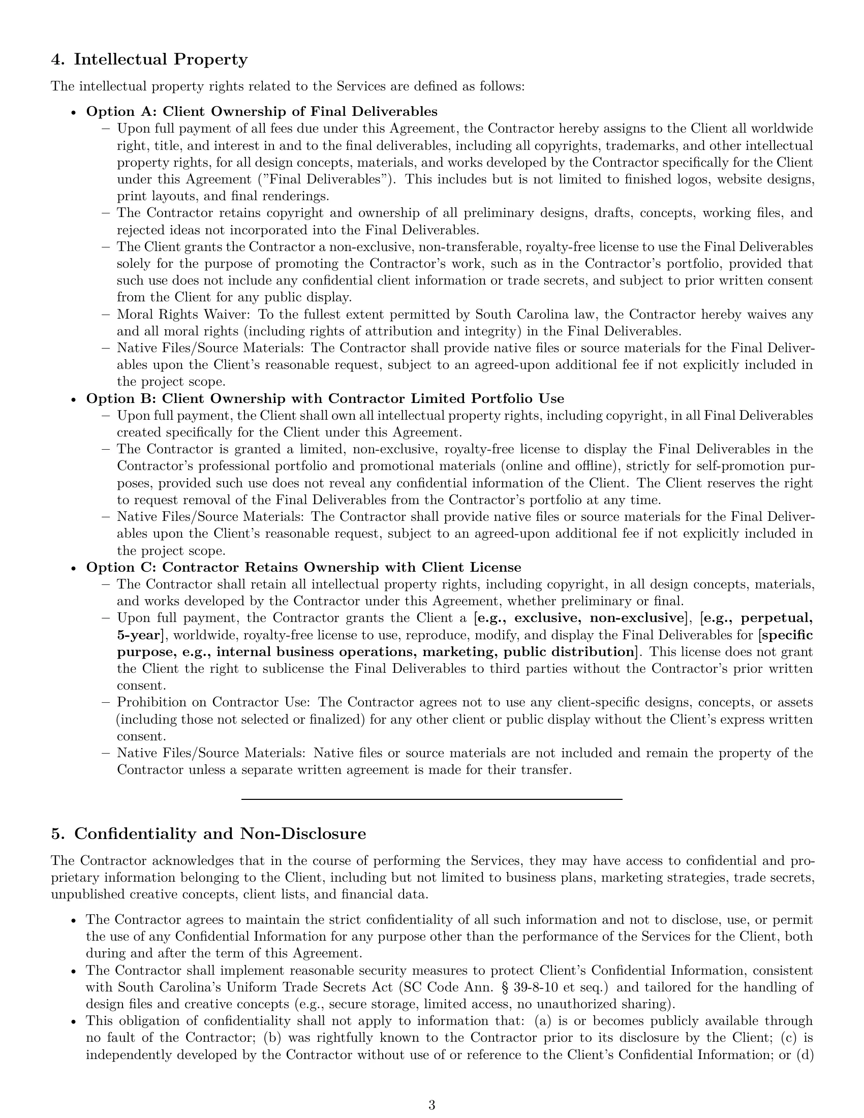 Preview page 3 of Pro South Carolina design independent contractor agreement template
