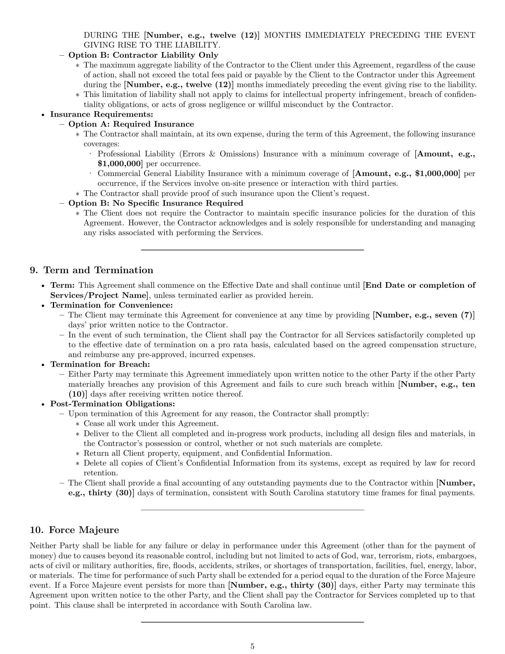 Preview page 5 of Pro South Carolina design independent contractor agreement template