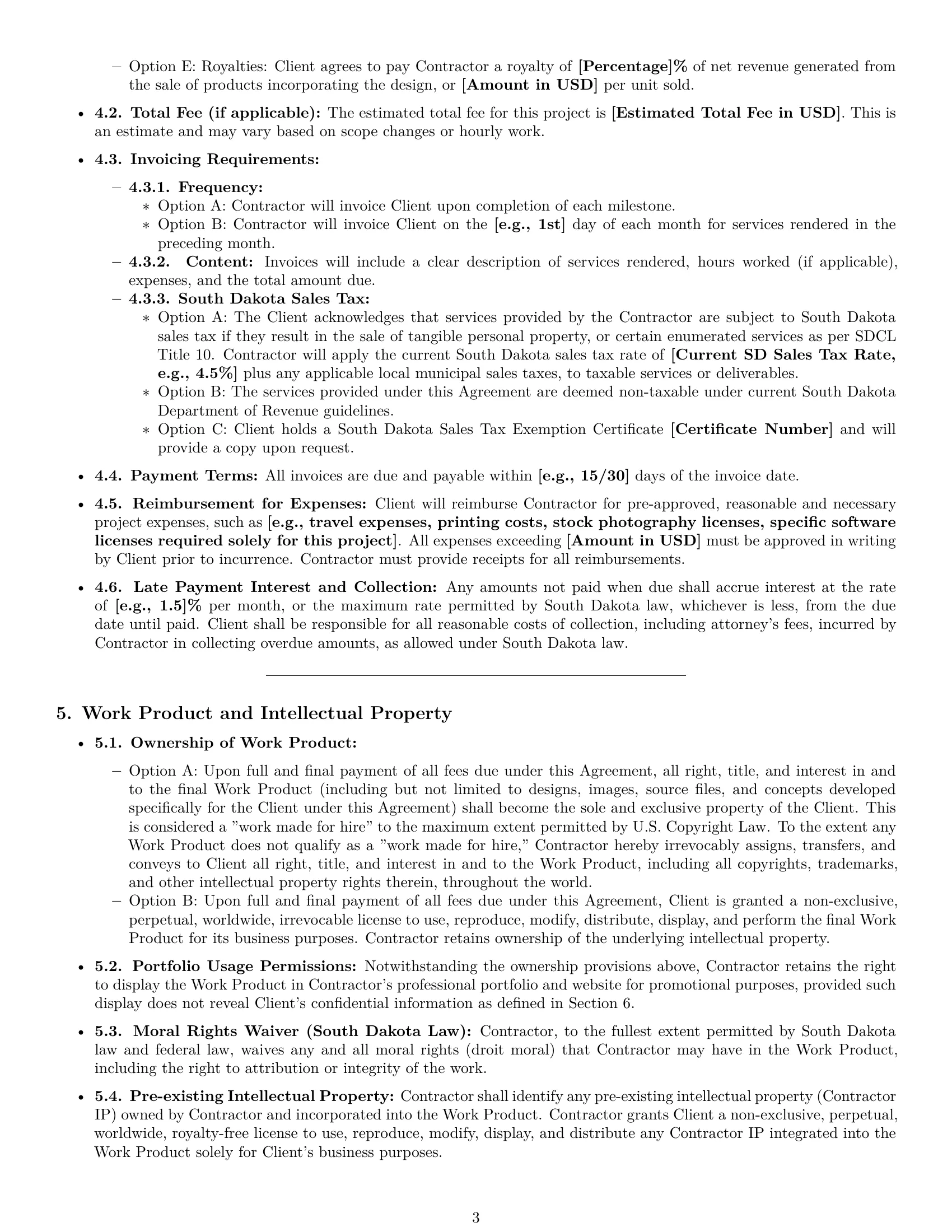 Preview page 3 of Pro South Dakota design independent contractor agreement template
