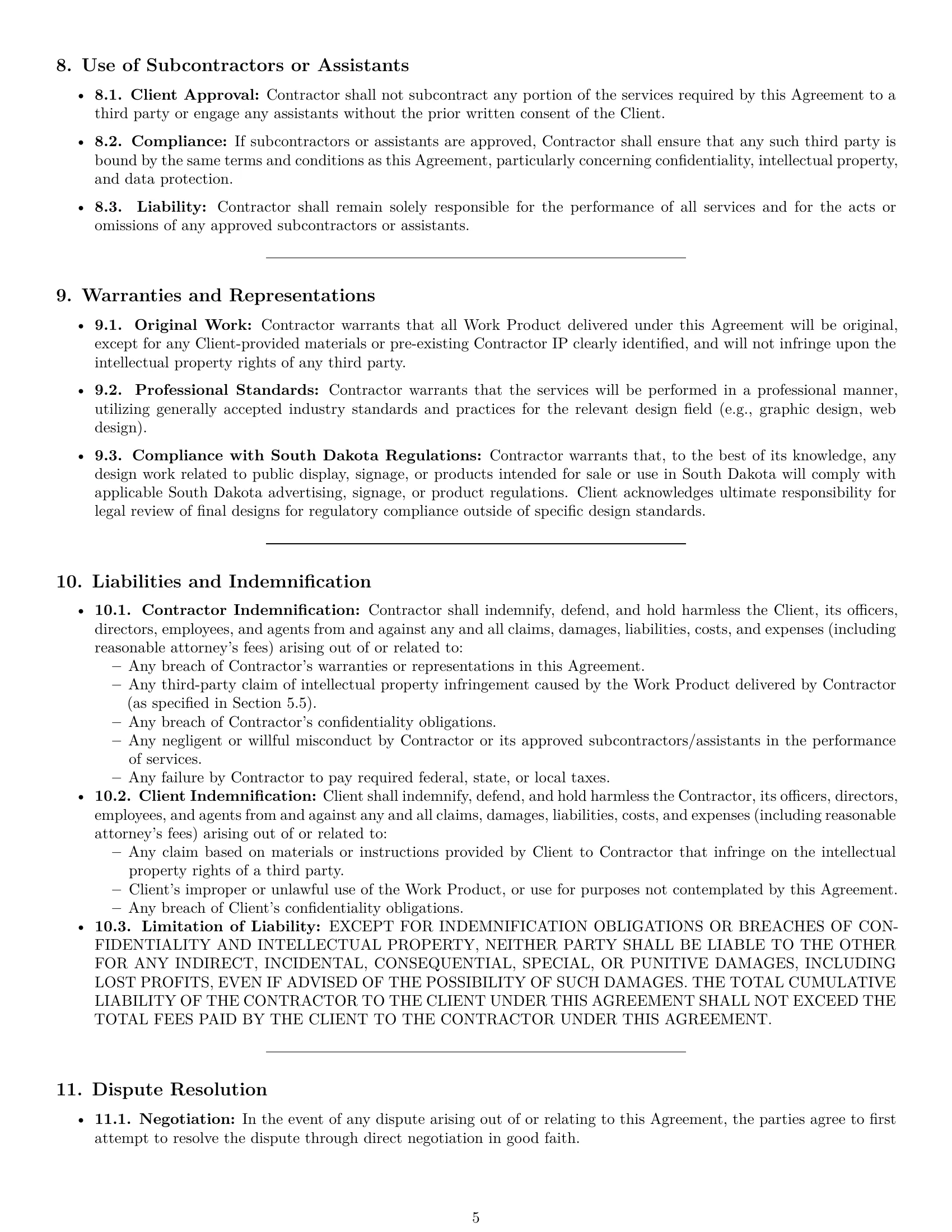Preview page 5 of Pro South Dakota design independent contractor agreement template