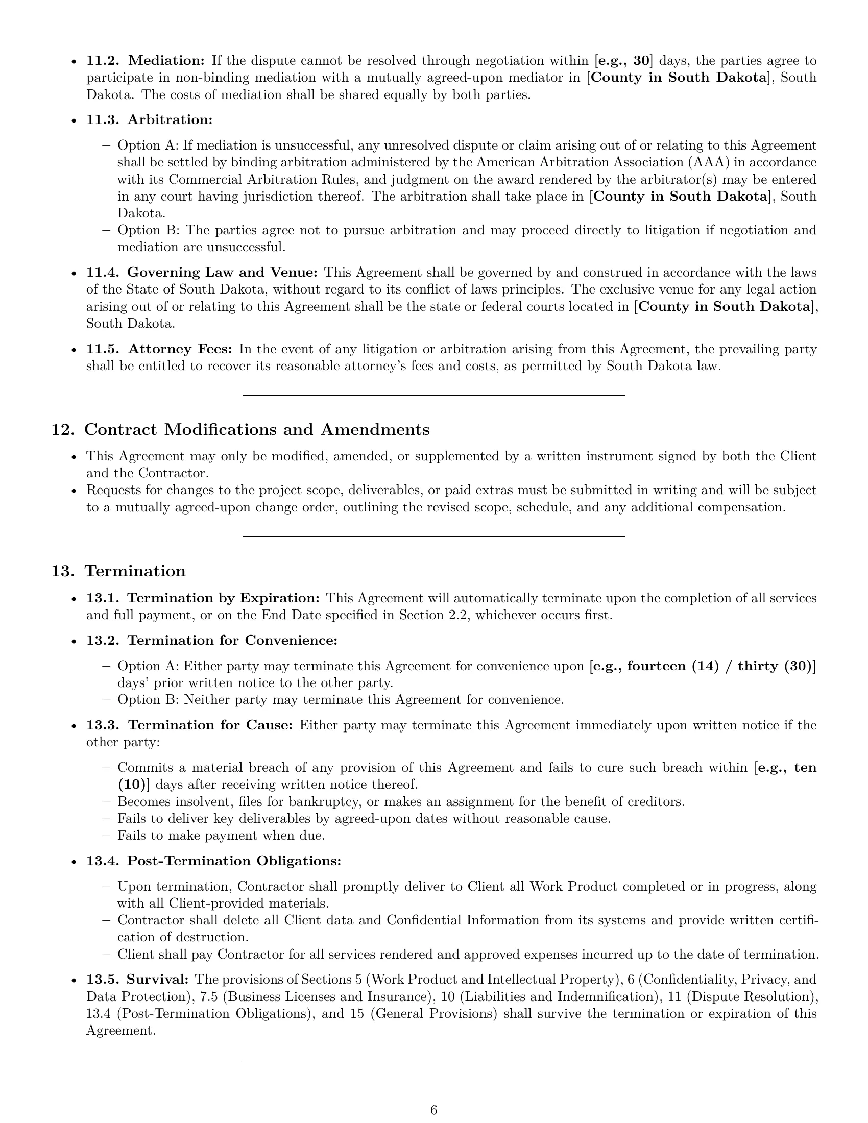 Preview page 6 of Pro South Dakota design independent contractor agreement template