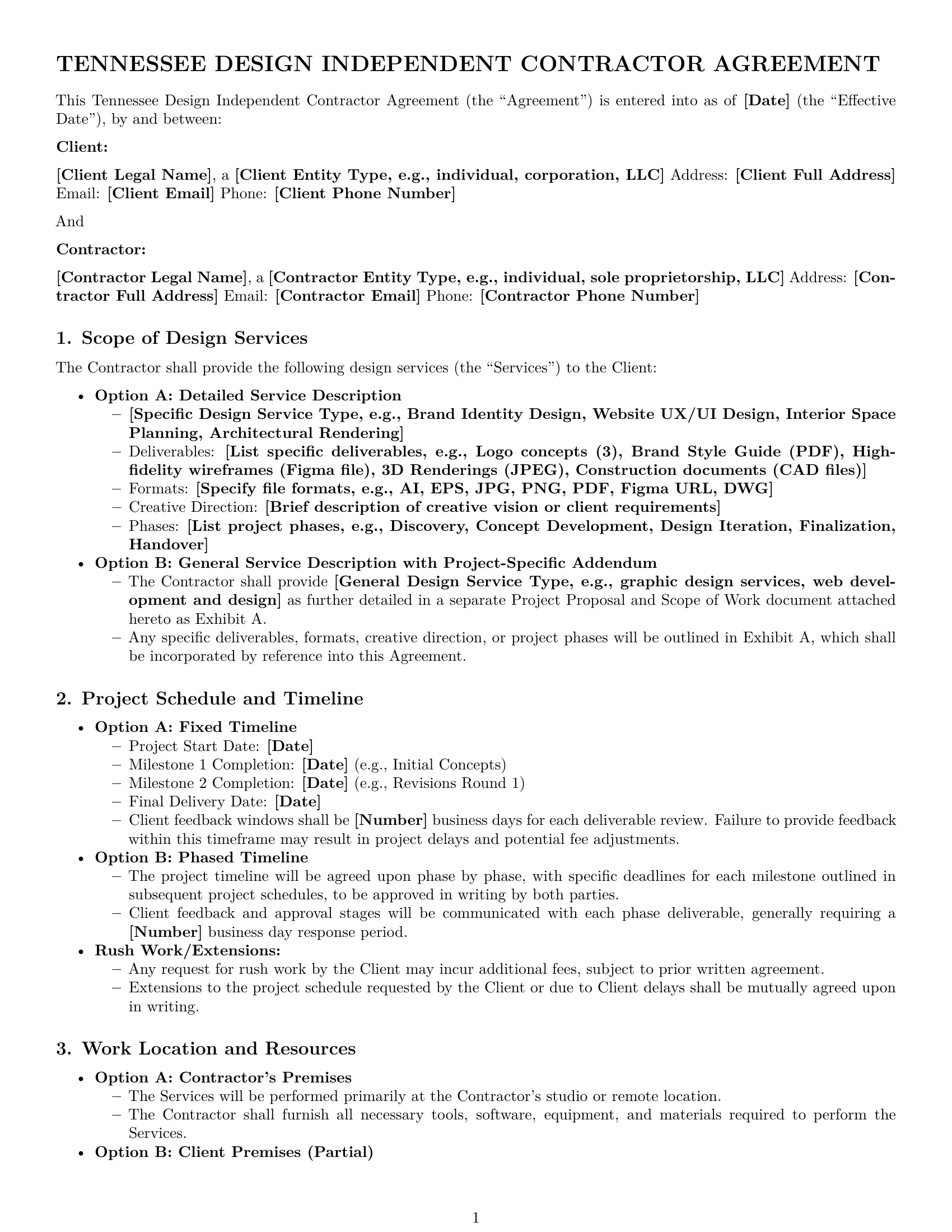 Preview page 1 of Pro Tennessee design independent contractor agreement template