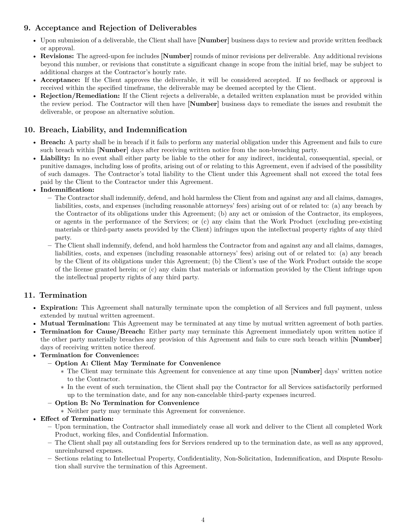 Preview page 4 of Pro Tennessee design independent contractor agreement template
