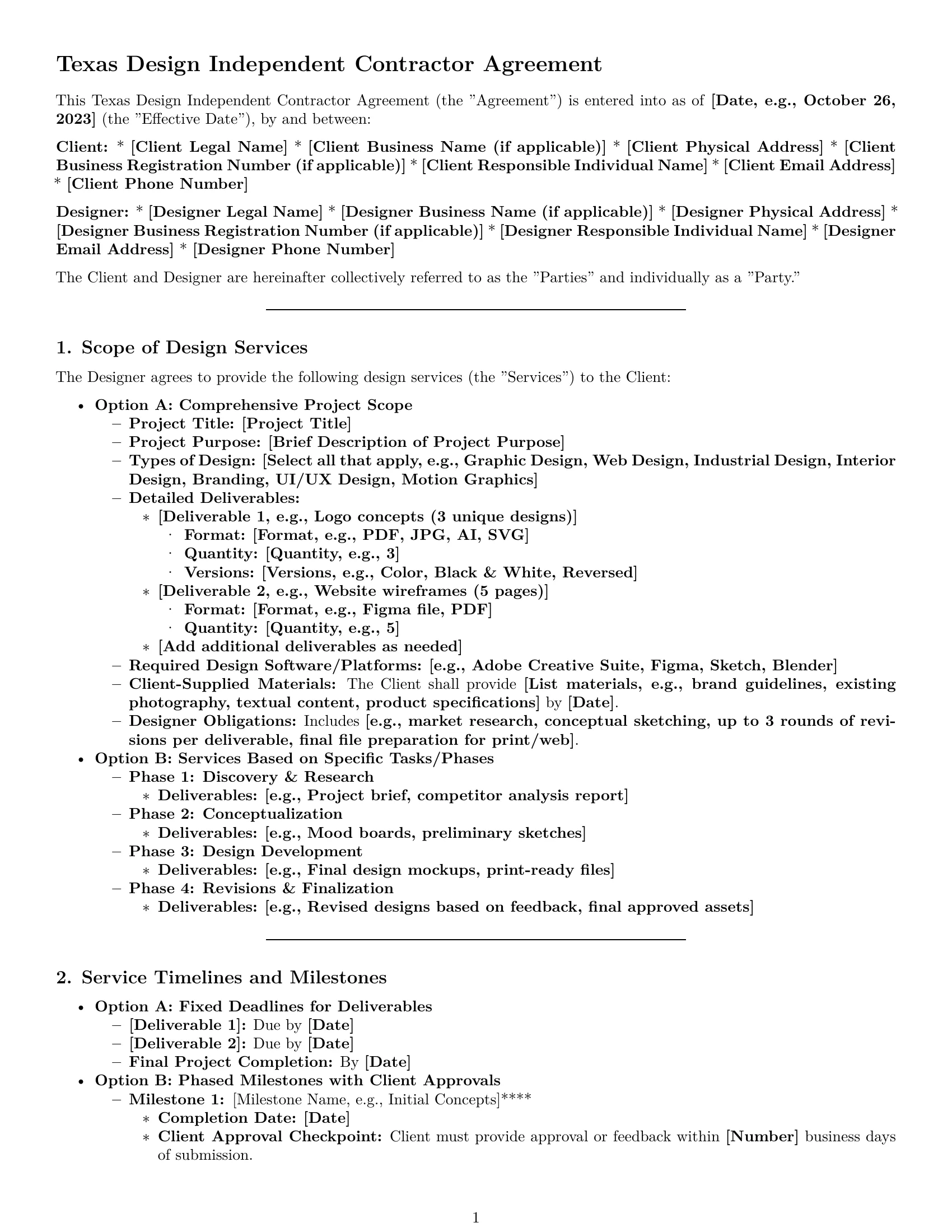 Preview page 1 of Pro Texas design independent contractor agreement template
