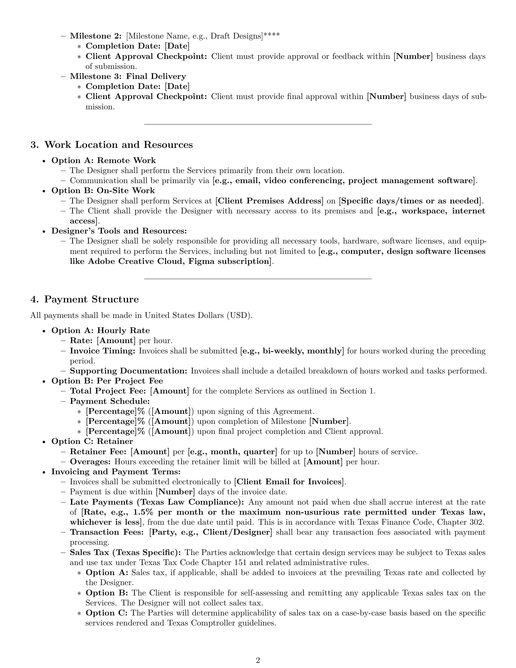 Preview page 2 of Pro Texas design independent contractor agreement template