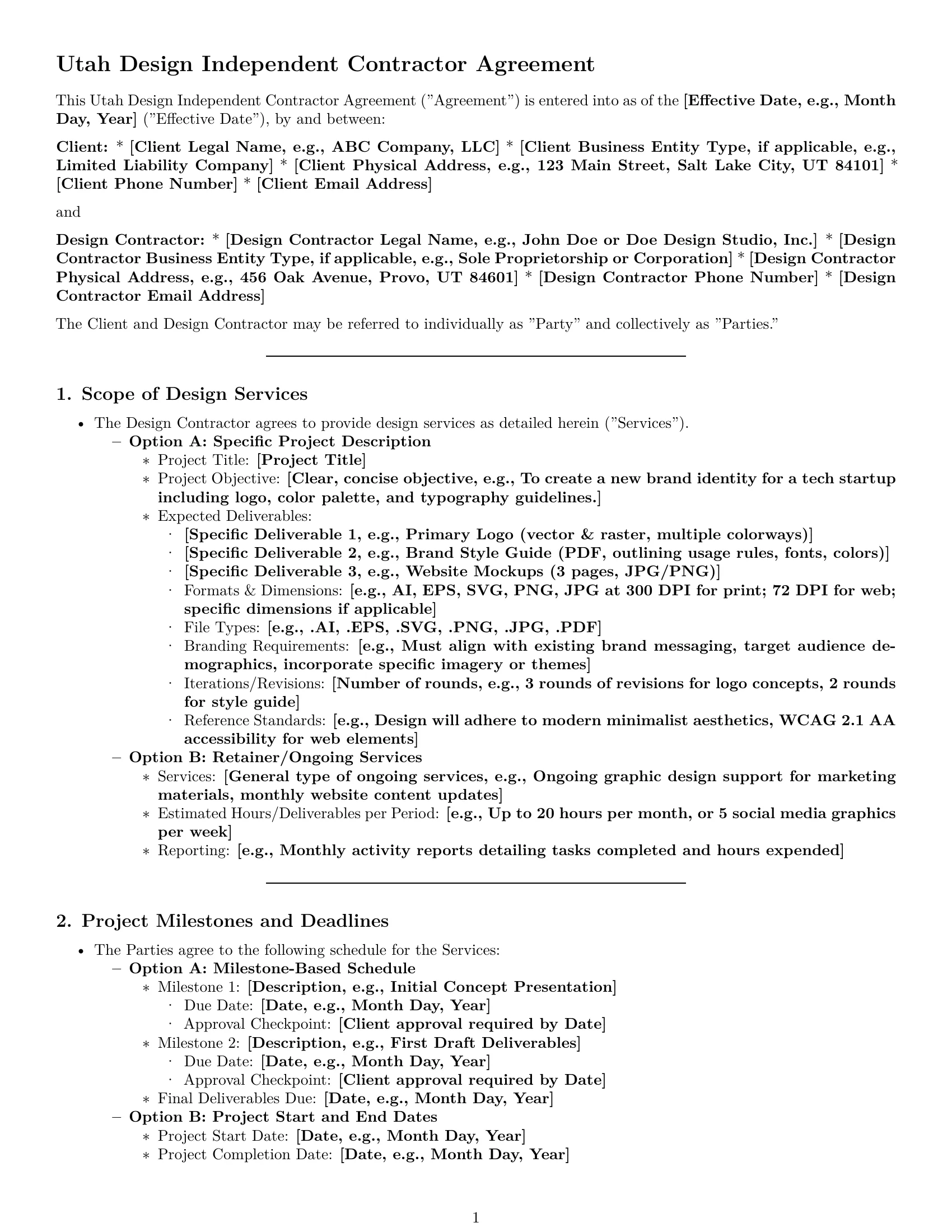 Preview page 1 of Pro Utah design independent contractor agreement template