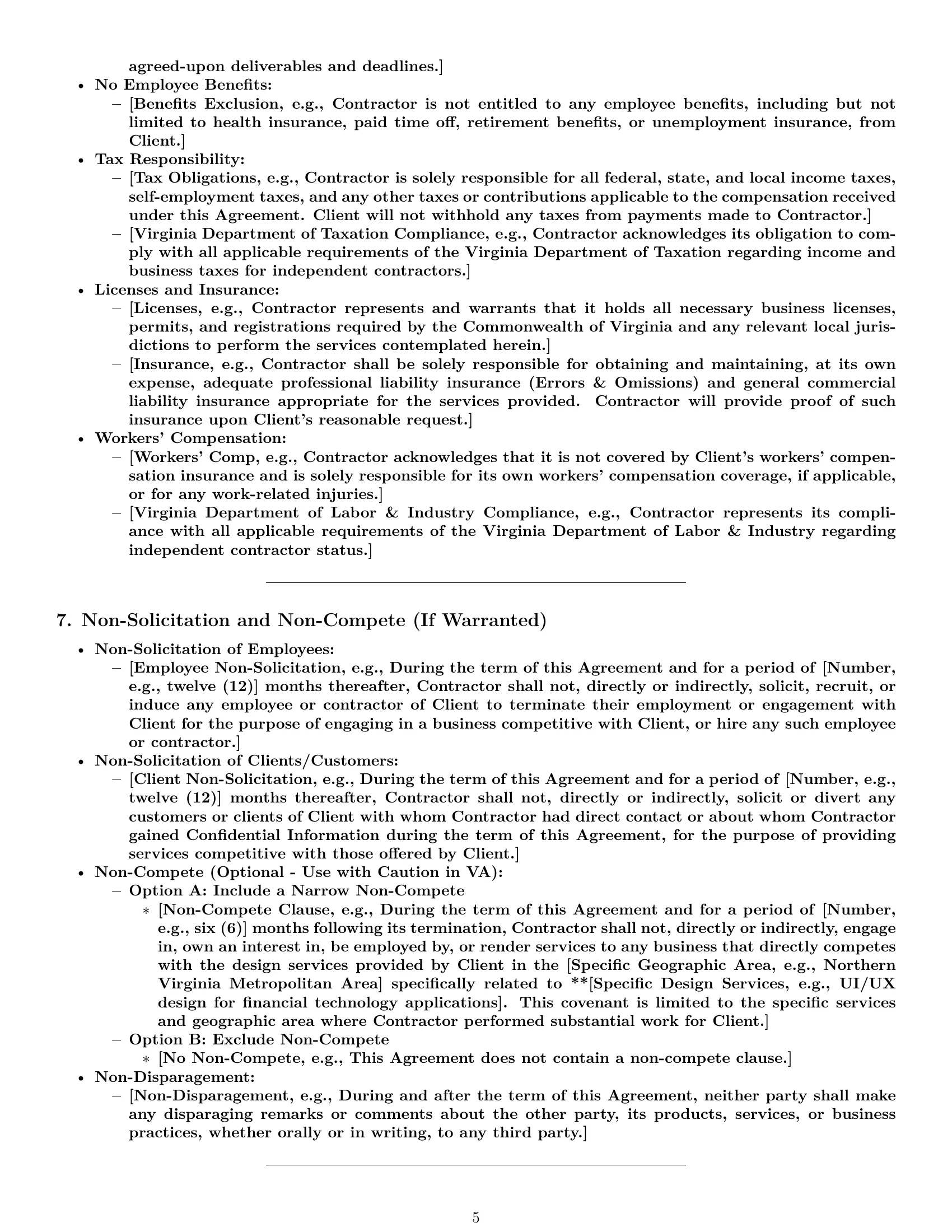 Preview page 5 of Pro Virginia design independent contractor agreement template
