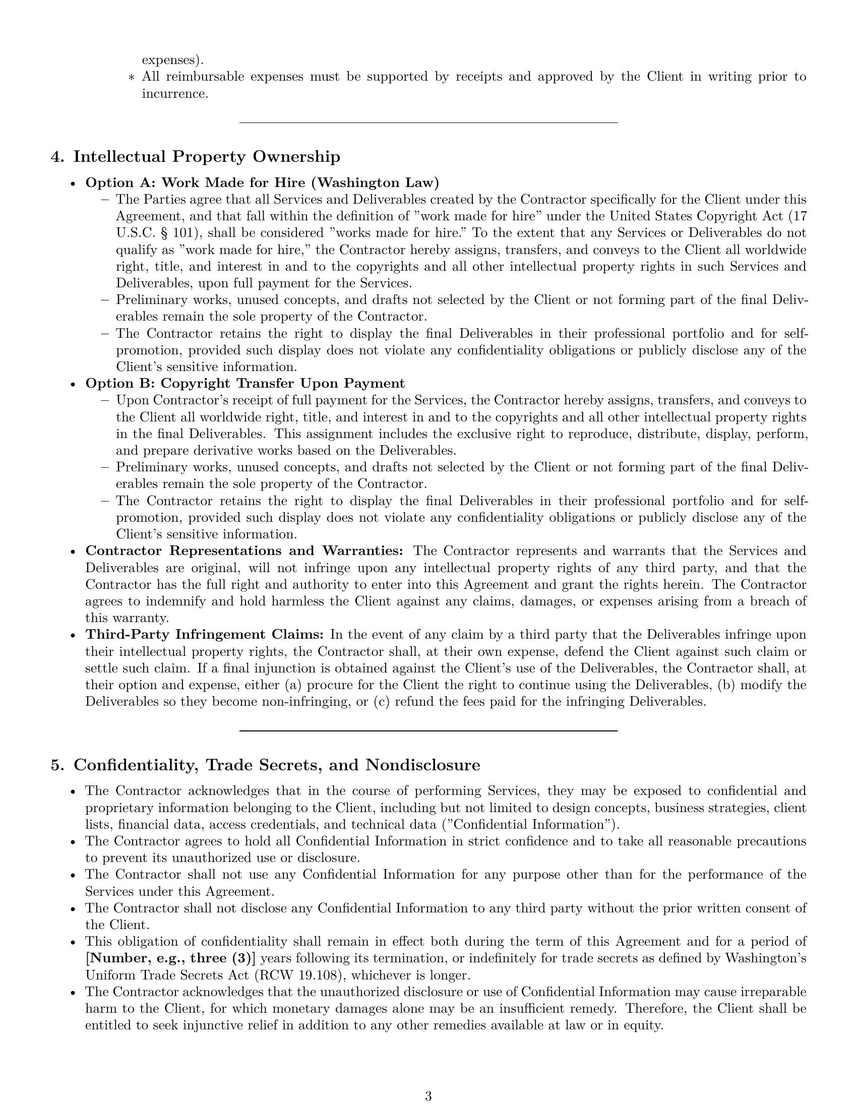 Preview page 3 of Pro Washington design independent contractor agreement template