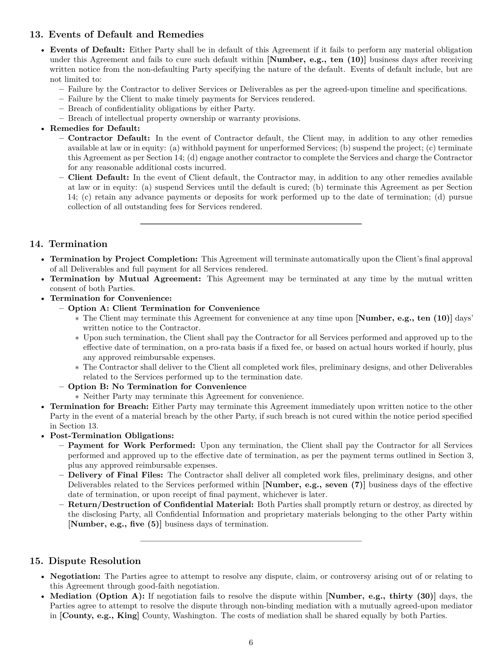 Preview page 6 of Pro Washington design independent contractor agreement template