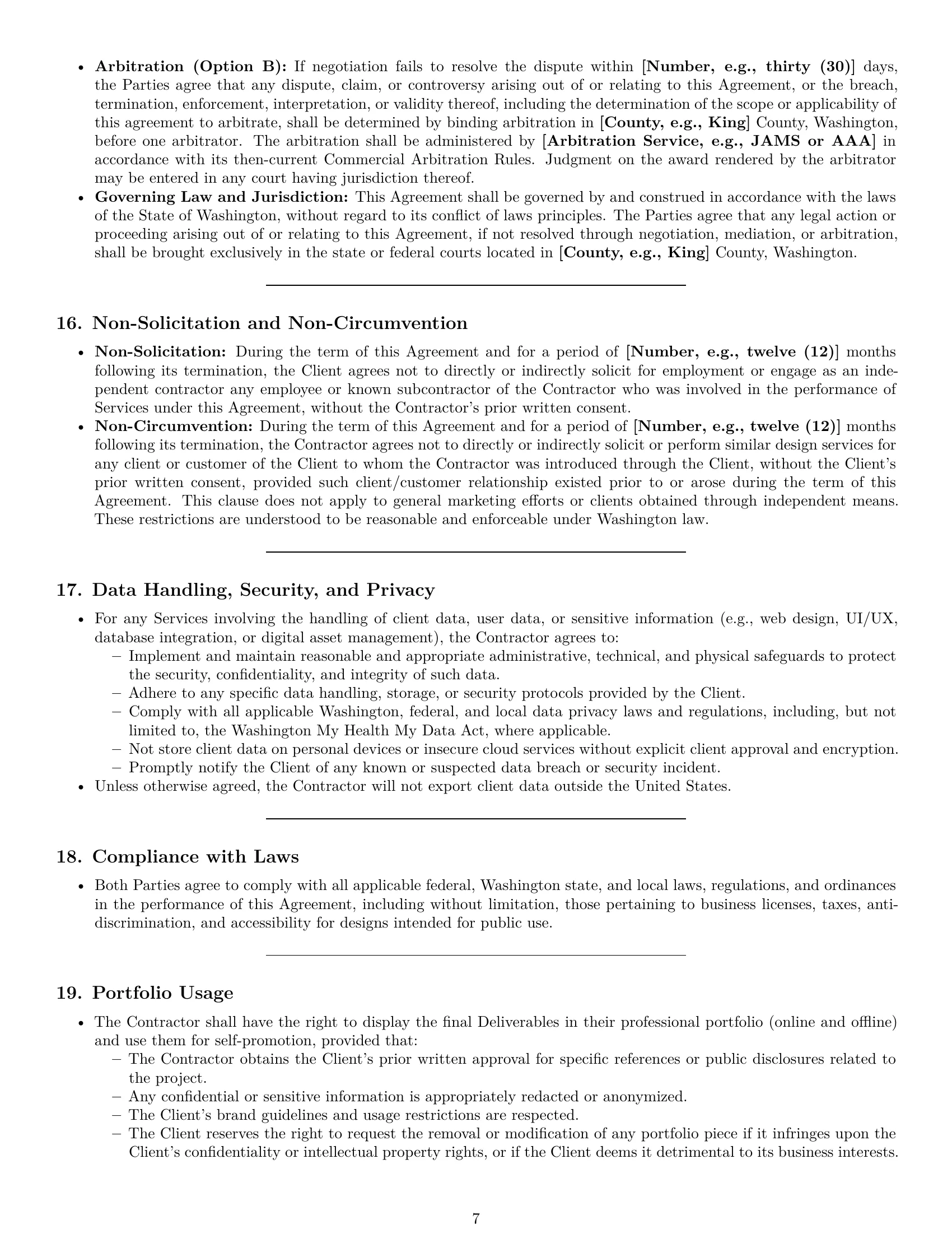 Preview page 7 of Pro Washington design independent contractor agreement template
