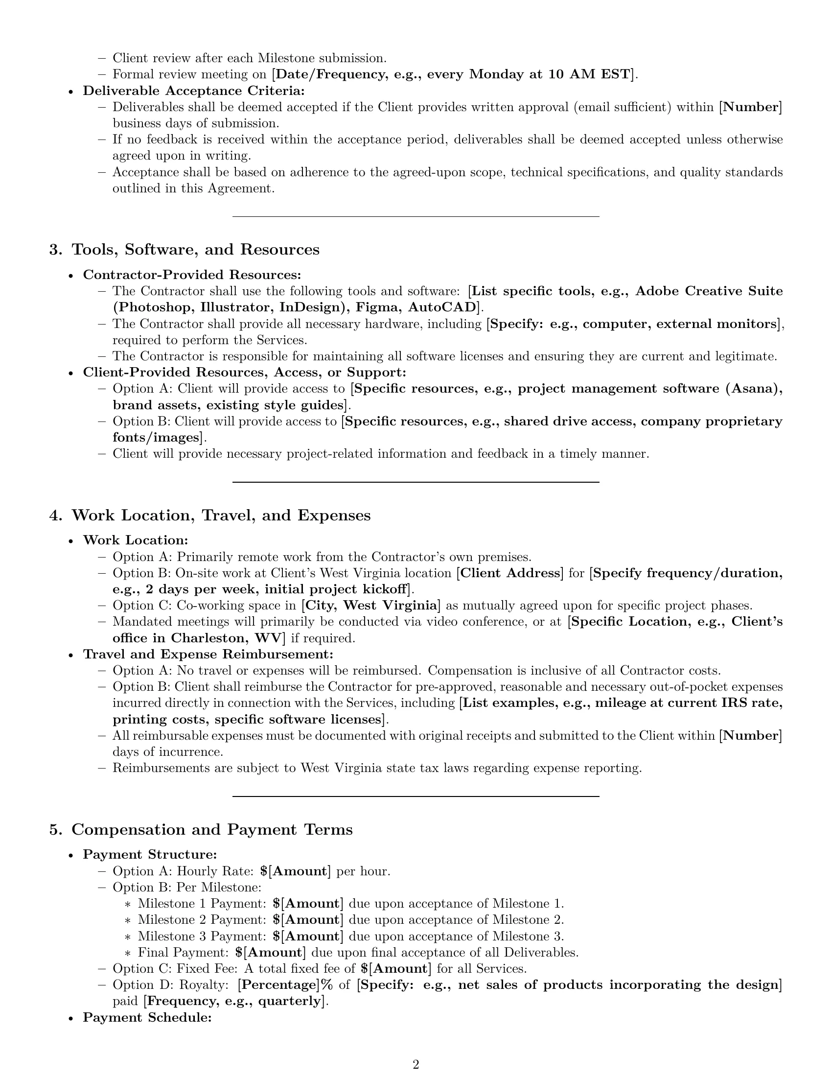 Preview page 2 of Pro West Virginia design independent contractor agreement template