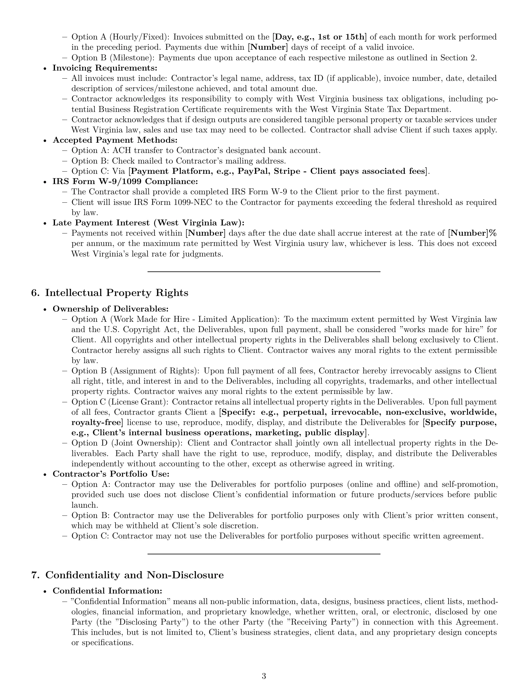 Preview page 3 of Pro West Virginia design independent contractor agreement template