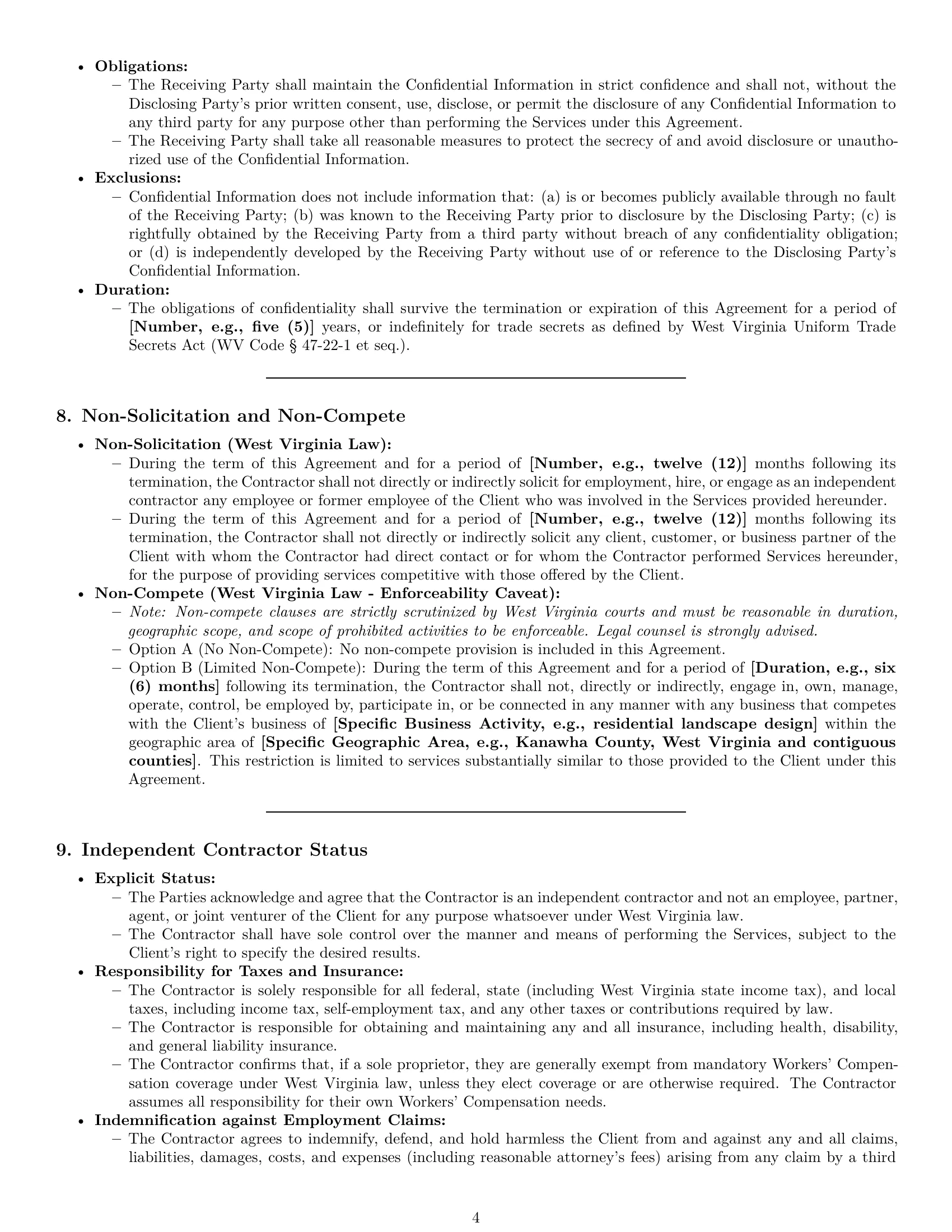 Preview page 4 of Pro West Virginia design independent contractor agreement template