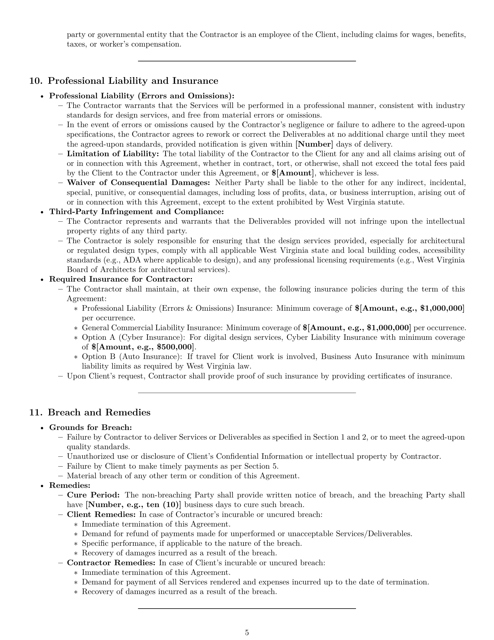 Preview page 5 of Pro West Virginia design independent contractor agreement template