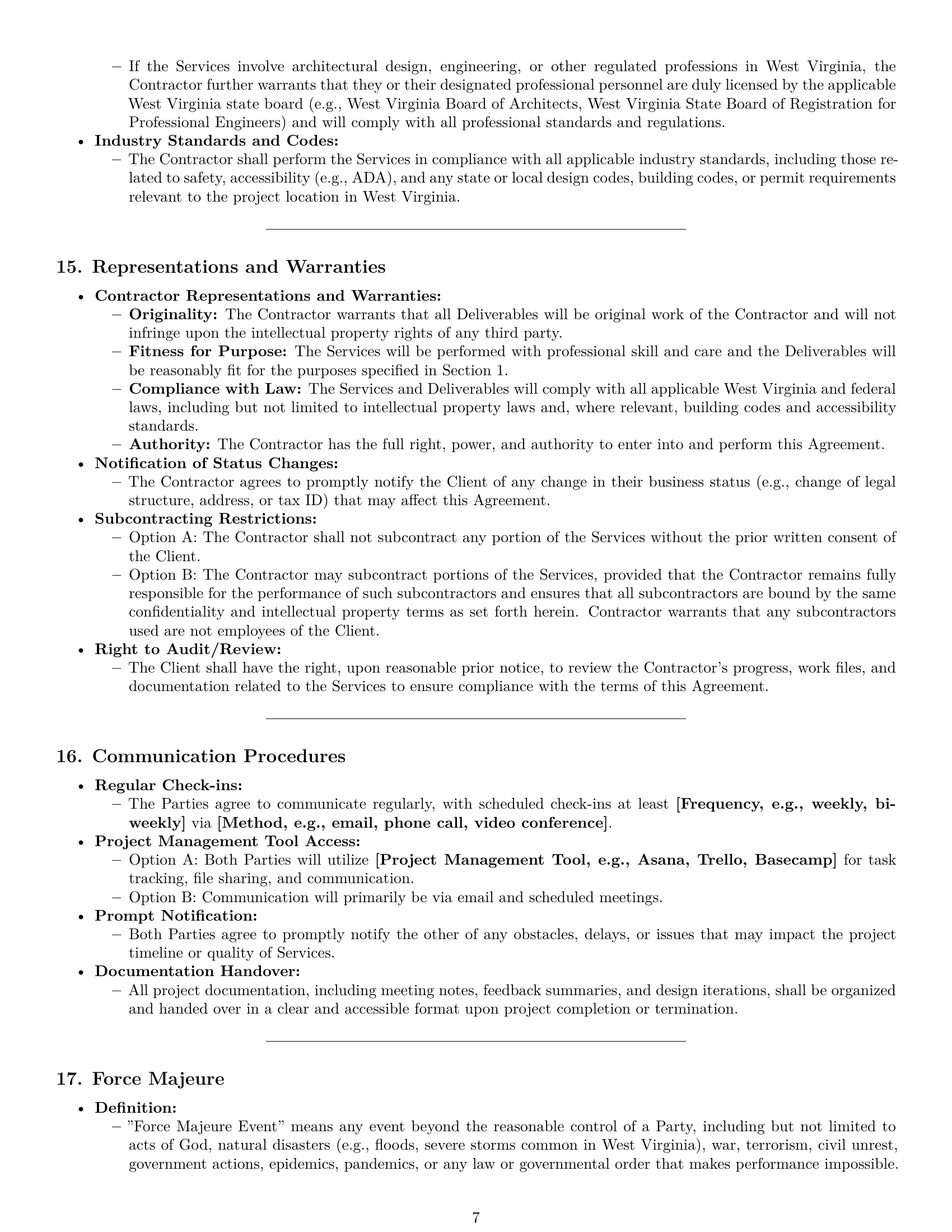 Preview page 7 of Pro West Virginia design independent contractor agreement template