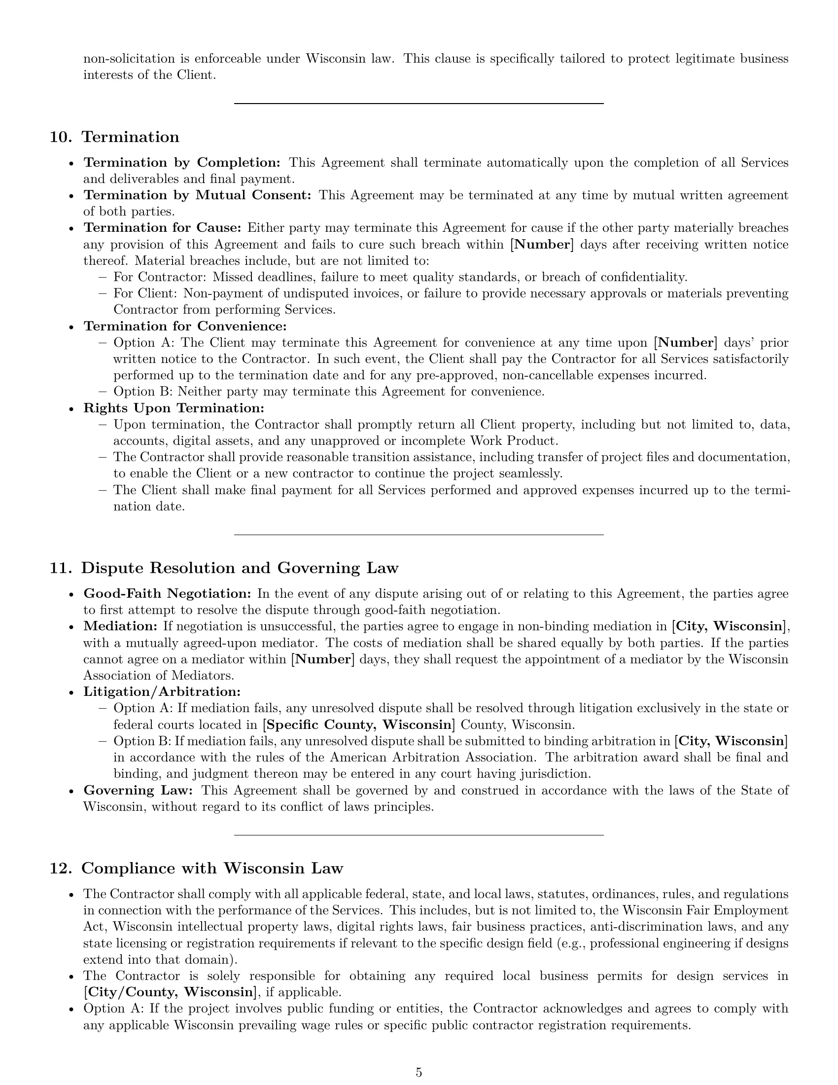 Preview page 5 of Pro Wisconsin design independent contractor agreement template