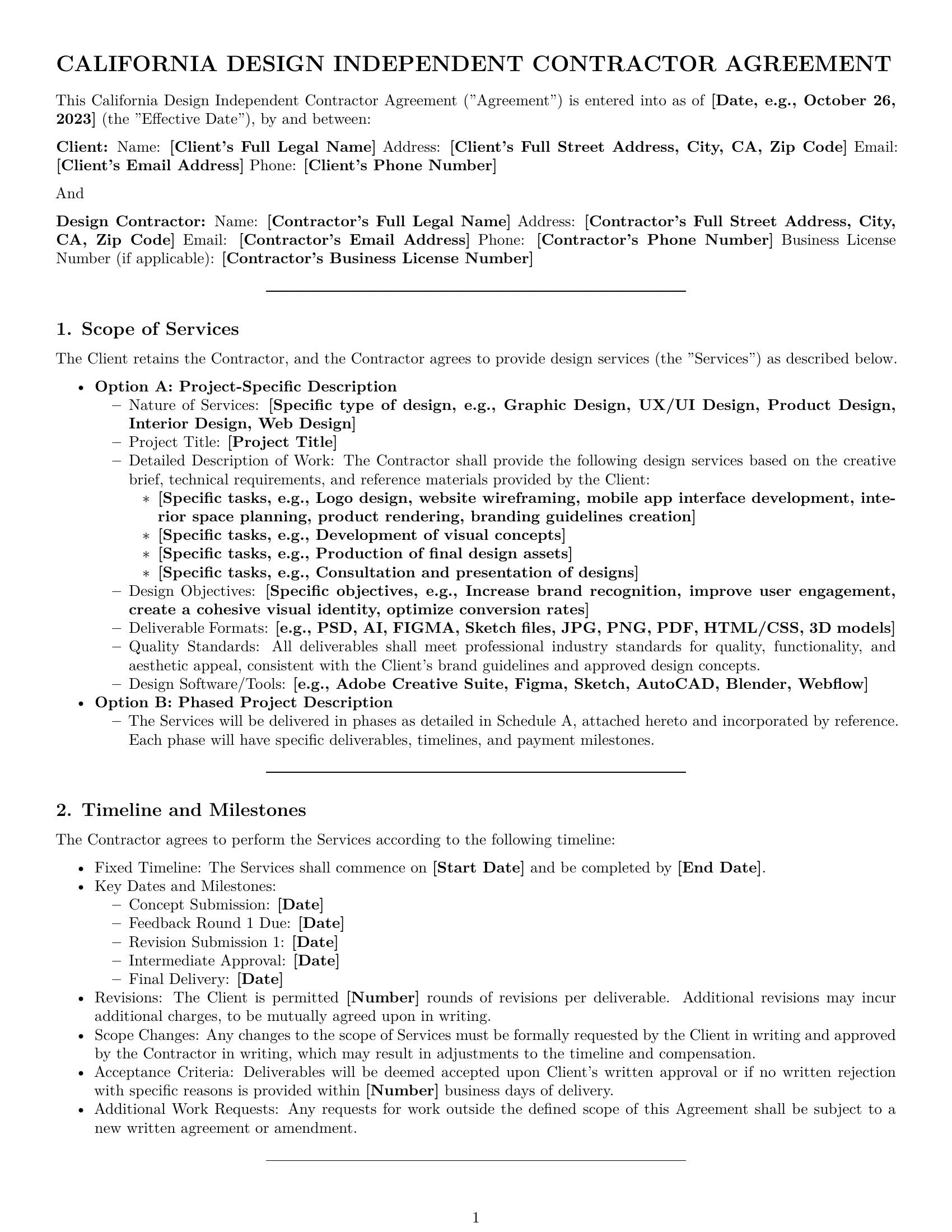 Preview page 1 of Pro California design independent contractor agreement template