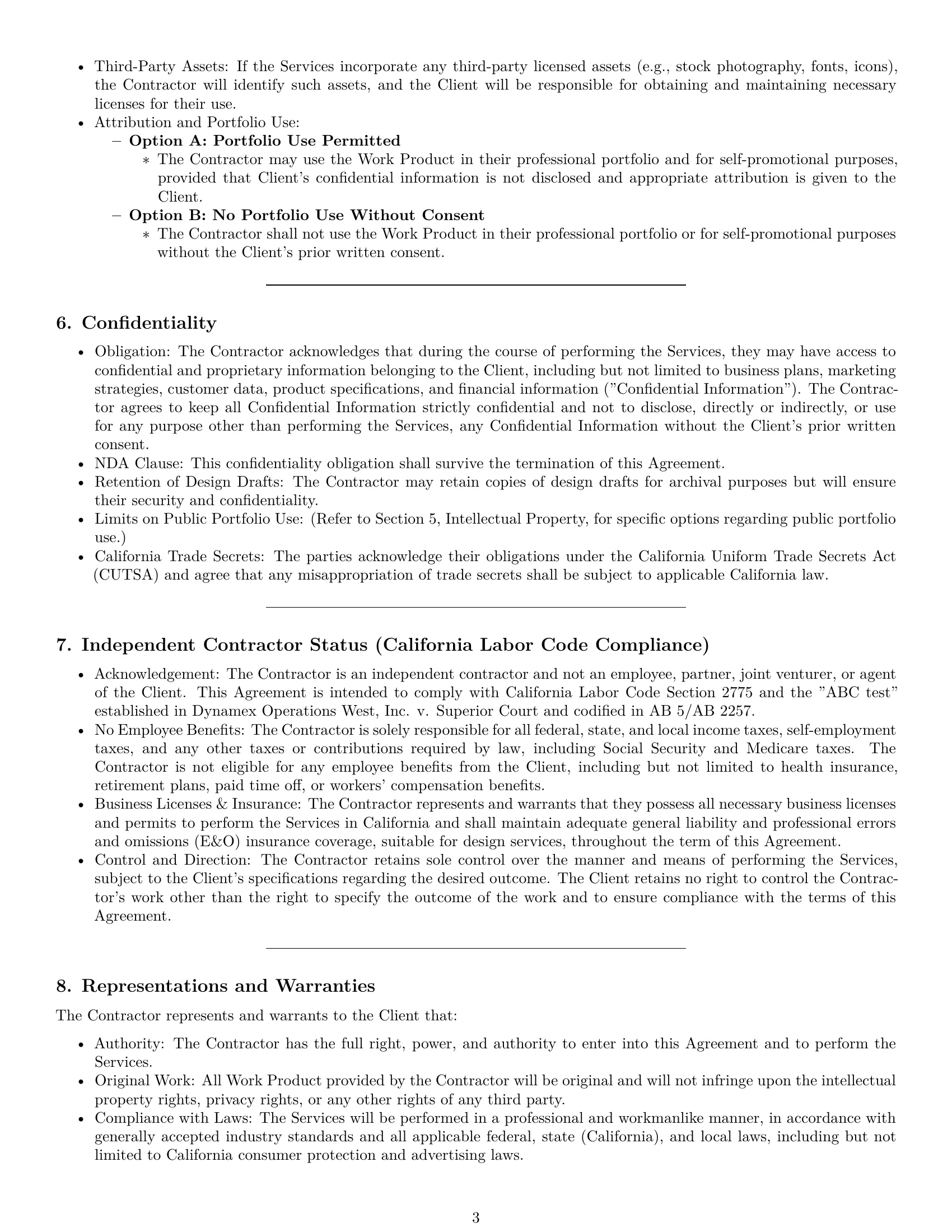 Preview page 3 of Pro California design independent contractor agreement template