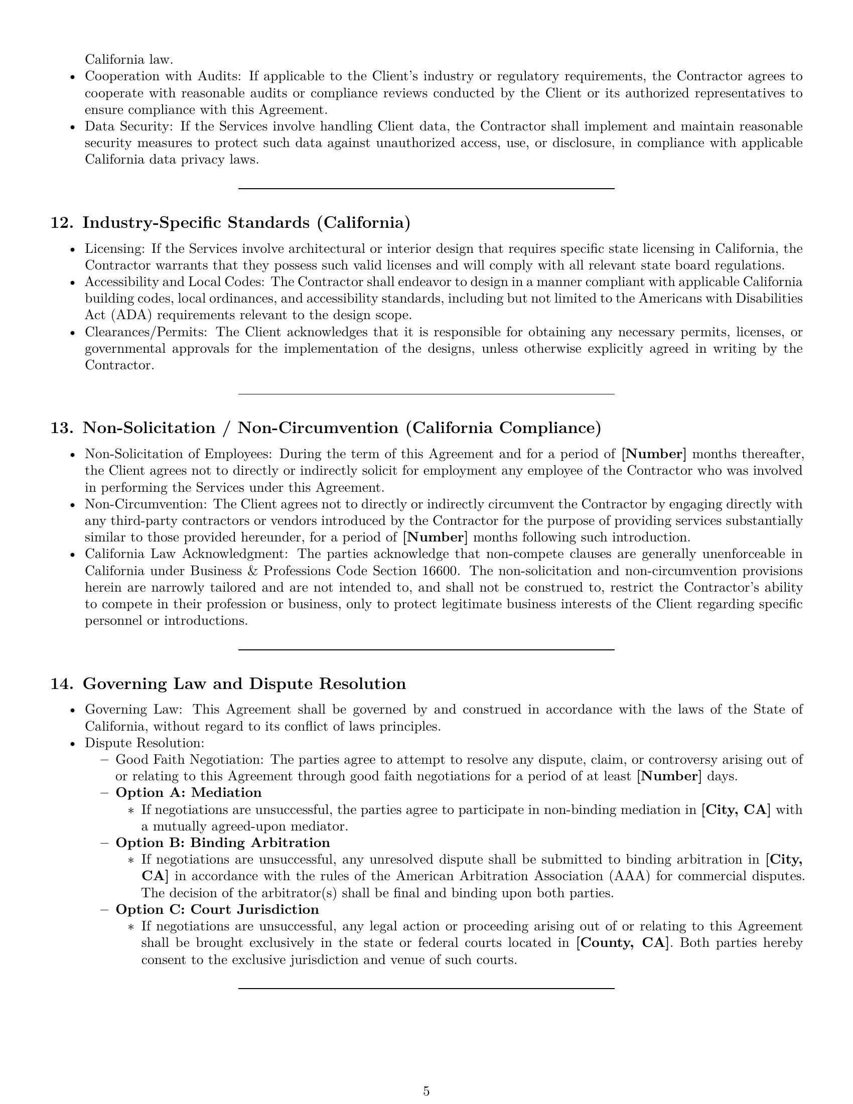 Preview page 5 of Pro California design independent contractor agreement template