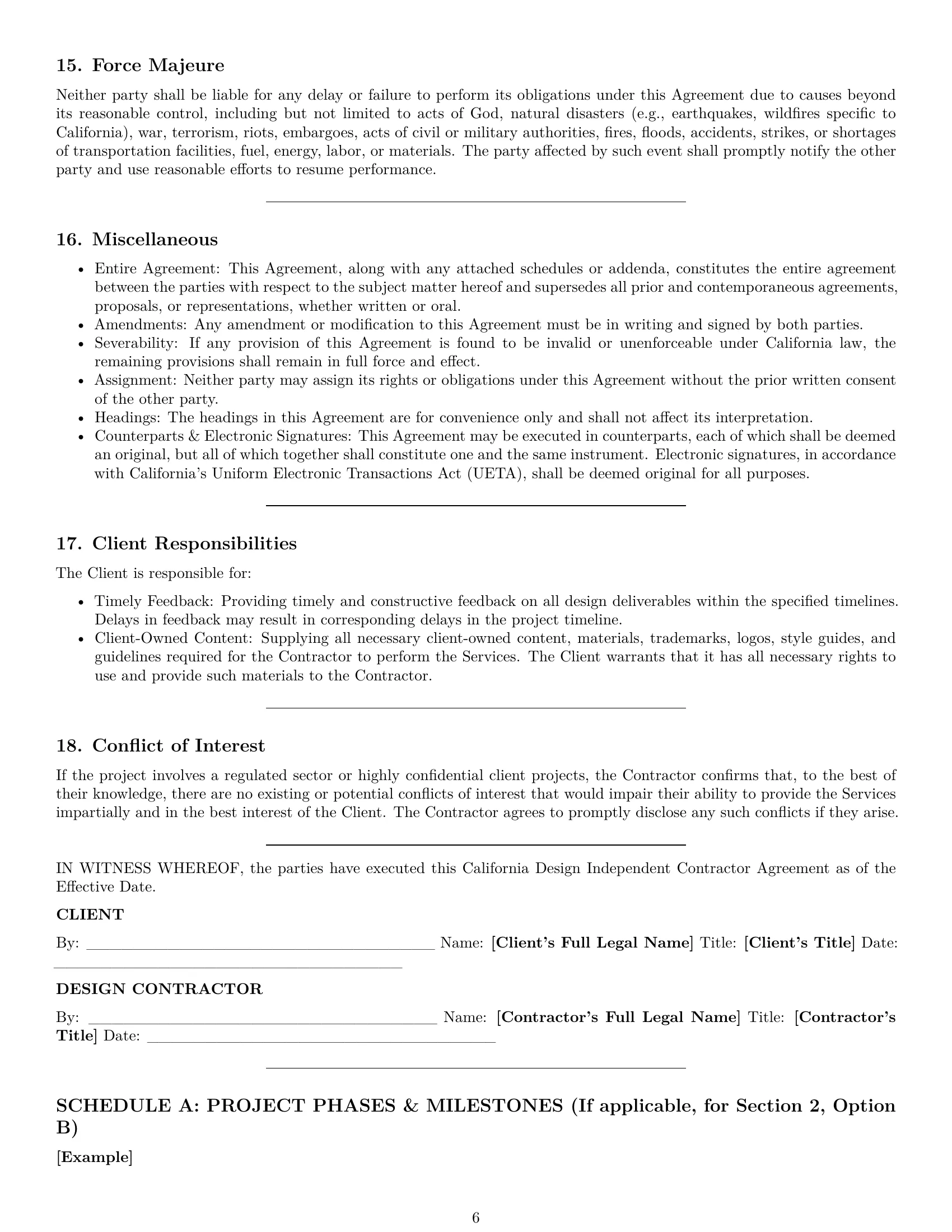 Preview page 6 of Pro California design independent contractor agreement template
