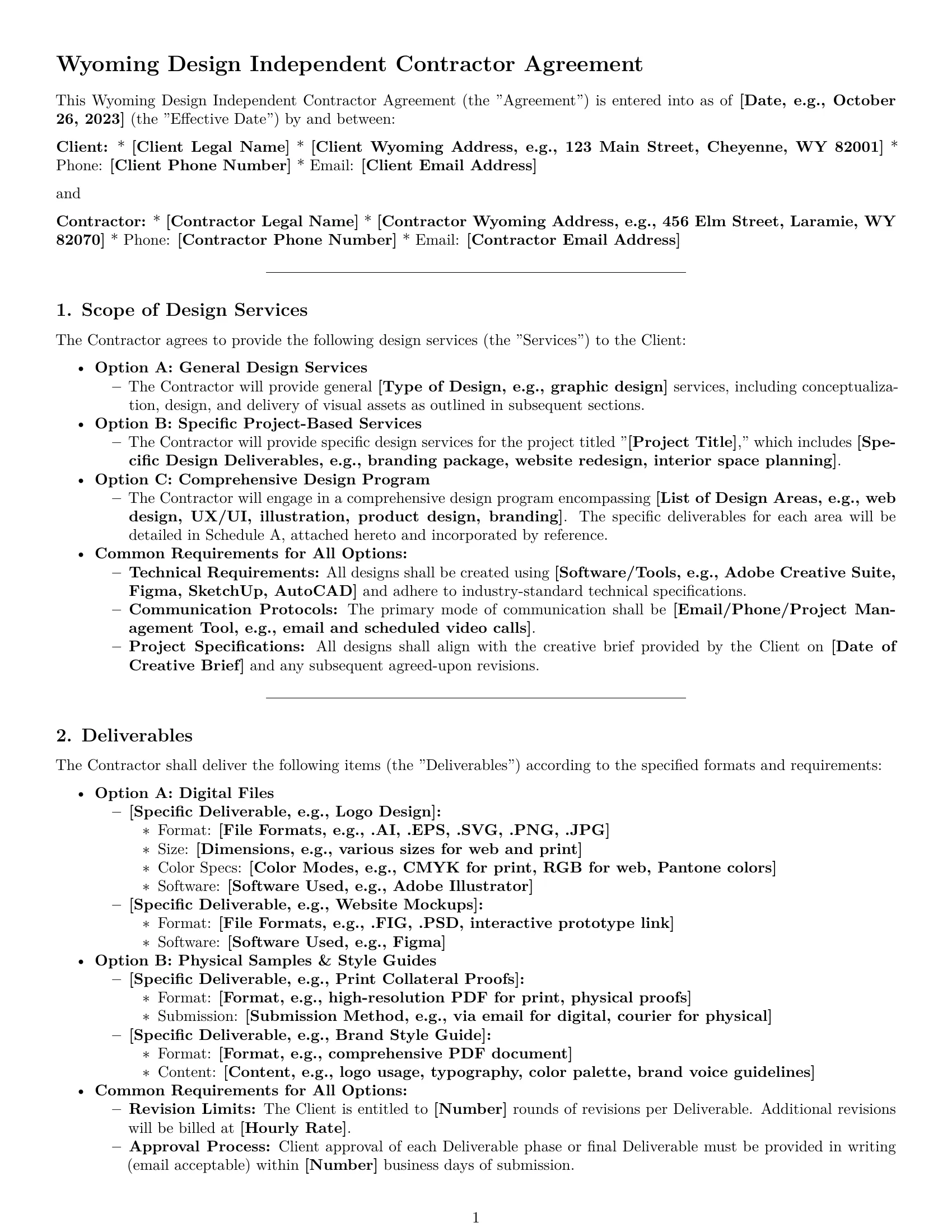 Preview page 1 of Pro Wyoming design independent contractor agreement template