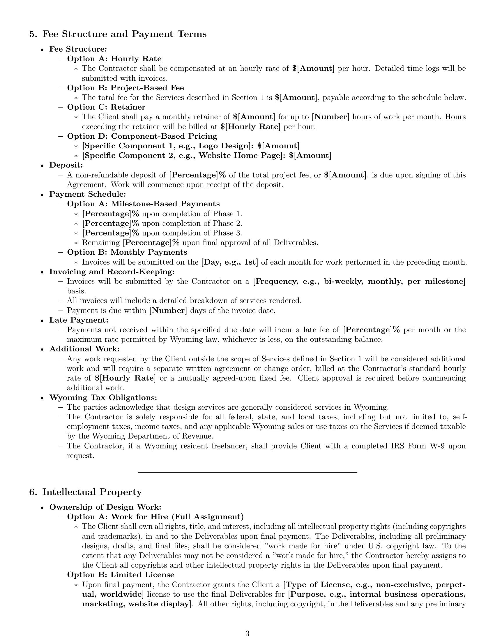 Preview page 3 of Pro Wyoming design independent contractor agreement template
