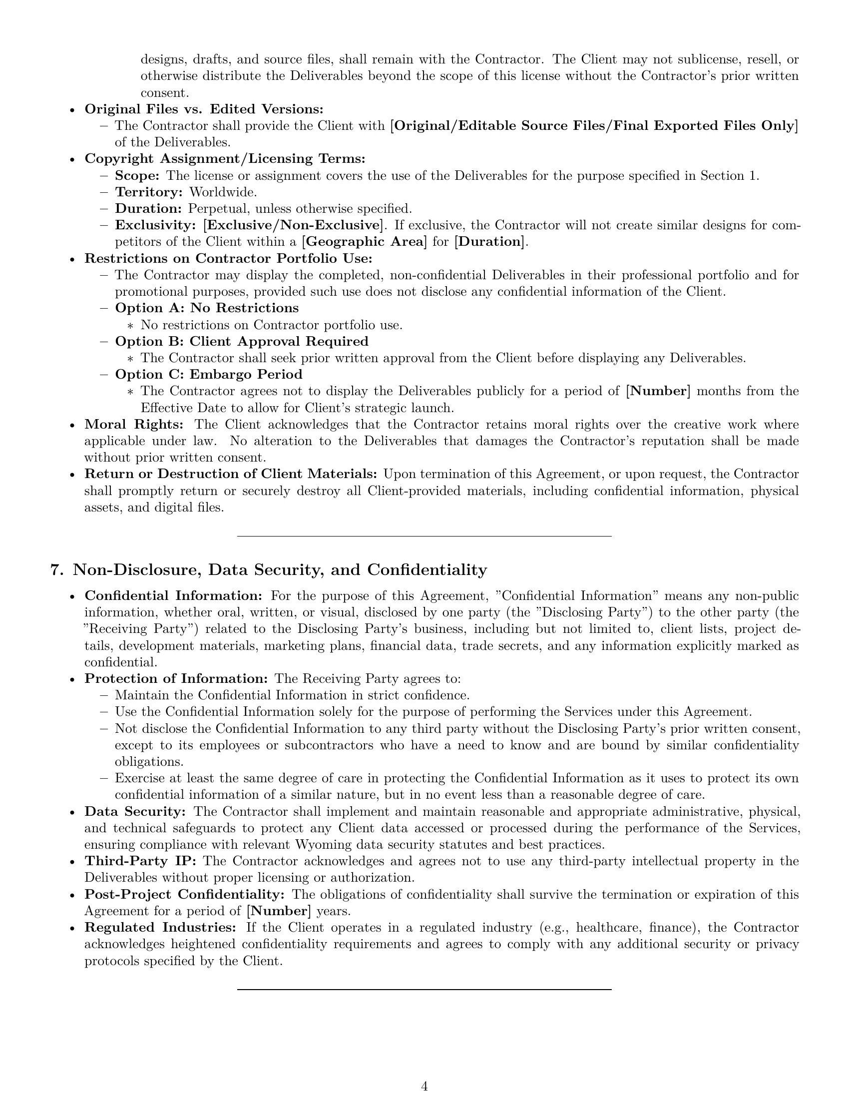Preview page 4 of Pro Wyoming design independent contractor agreement template