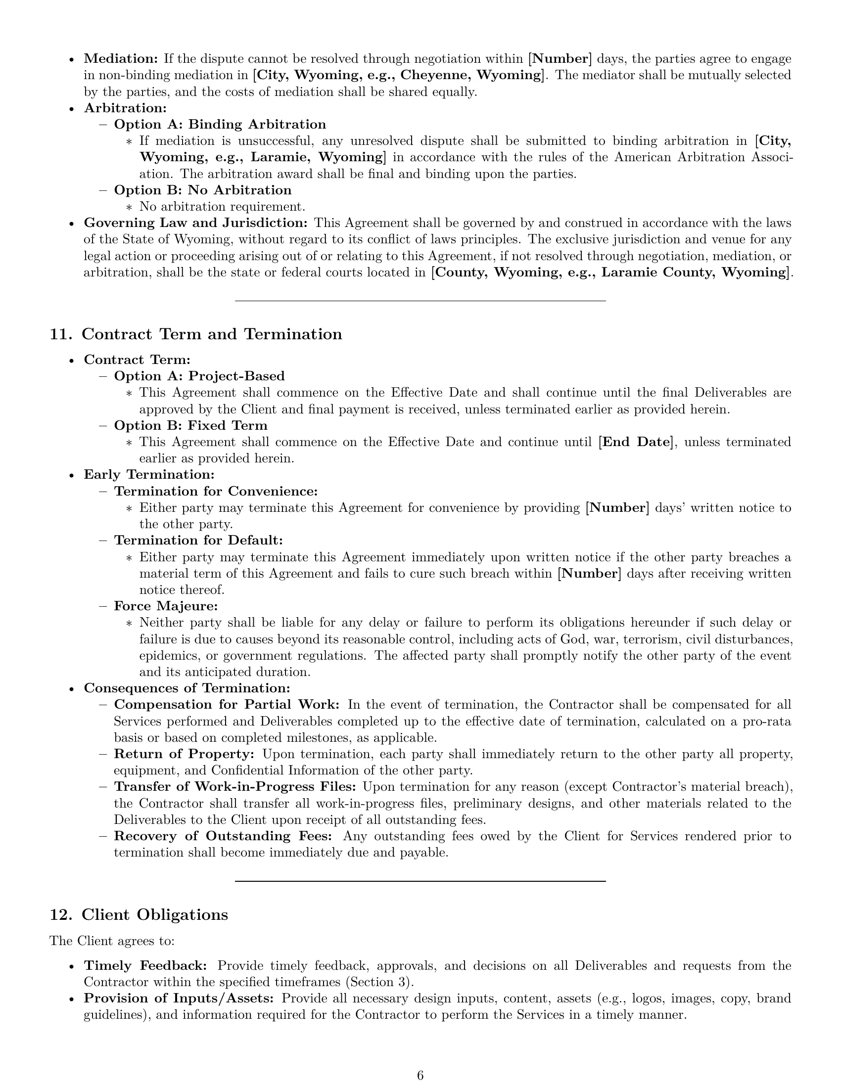 Preview page 6 of Pro Wyoming design independent contractor agreement template