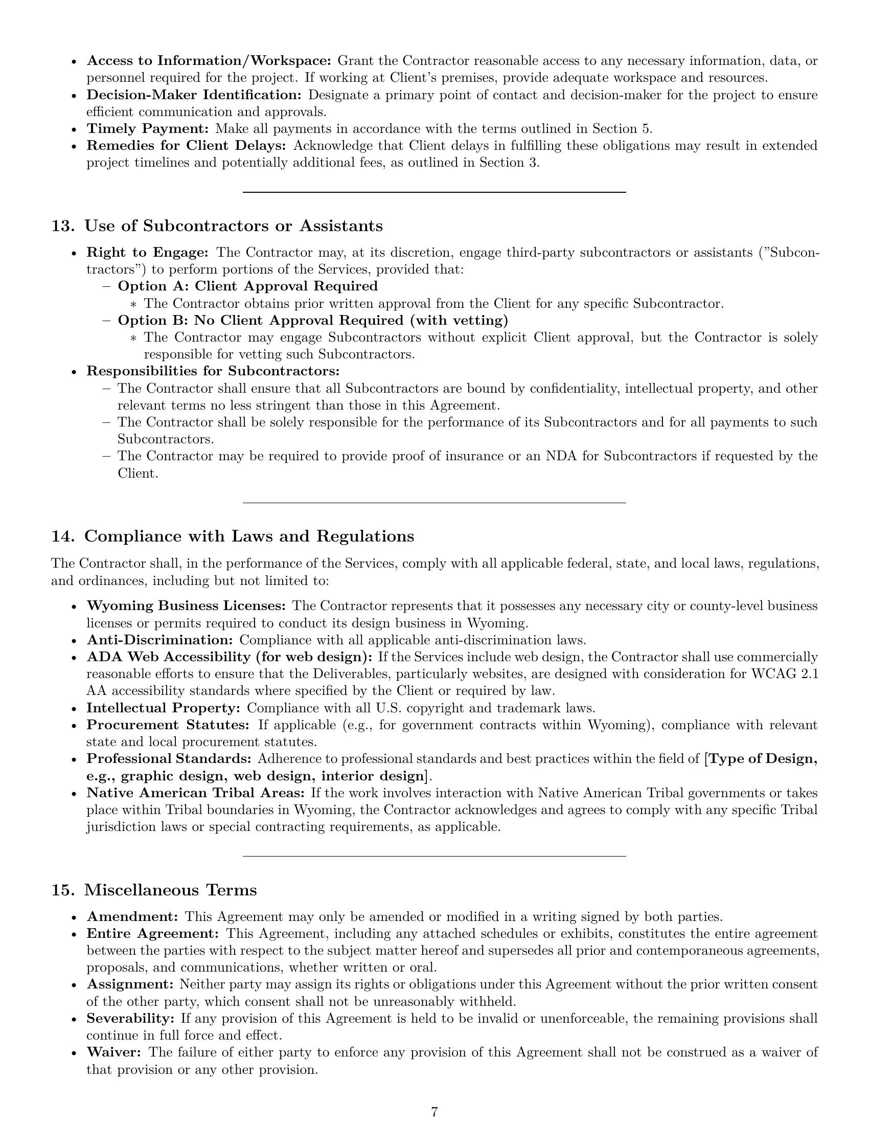Preview page 7 of Pro Wyoming design independent contractor agreement template