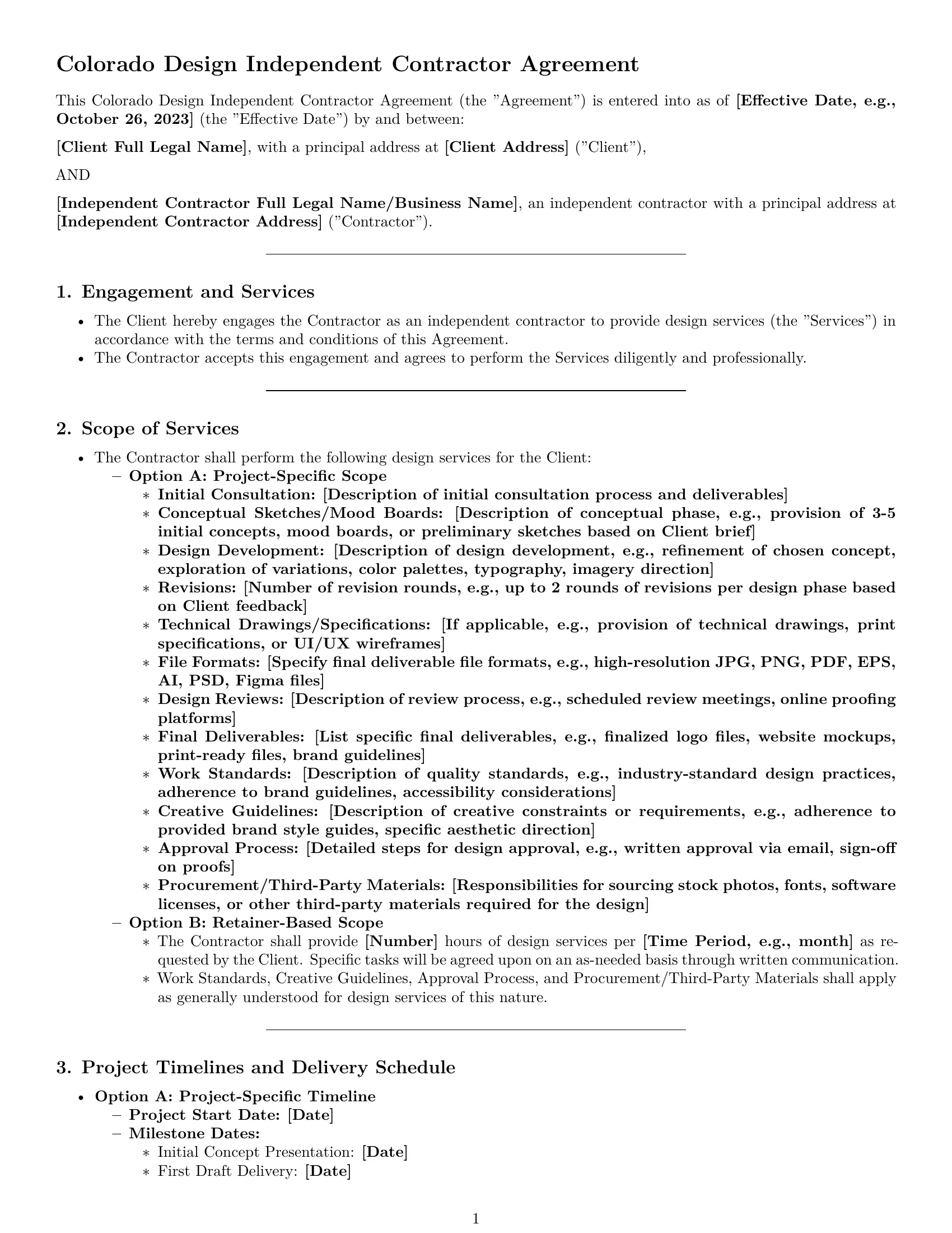 Preview page 1 of Pro Colorado design independent contractor agreement template