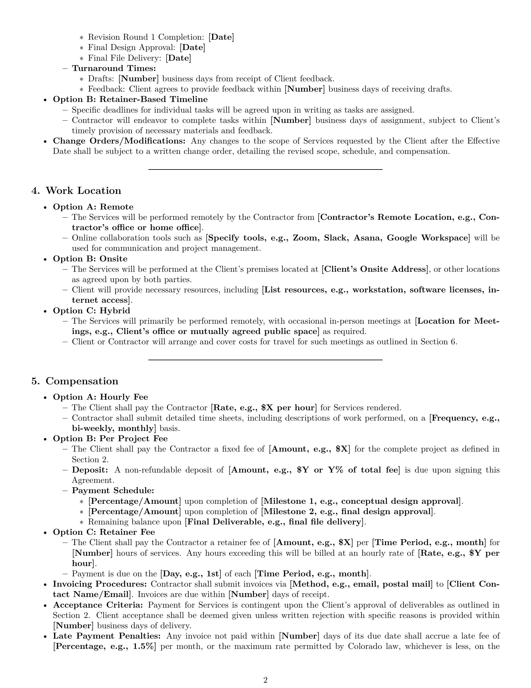 Preview page 2 of Pro Colorado design independent contractor agreement template