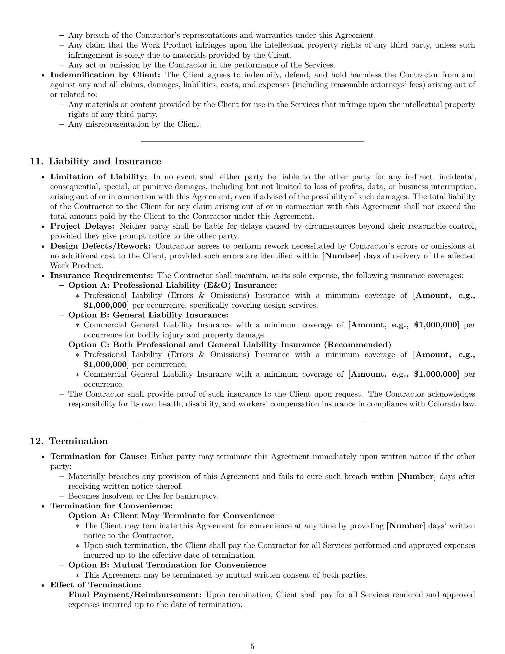 Preview page 5 of Pro Colorado design independent contractor agreement template