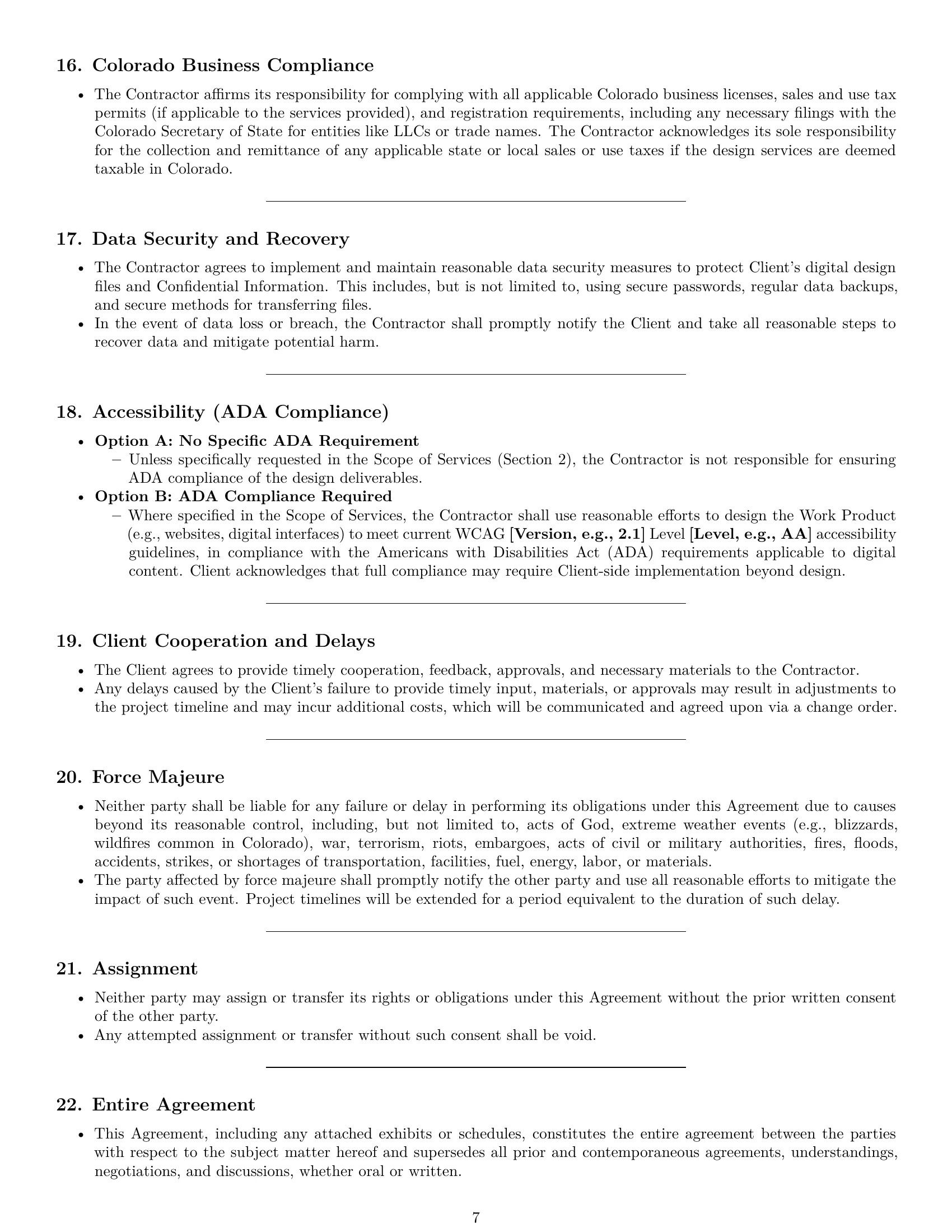 Preview page 7 of Pro Colorado design independent contractor agreement template