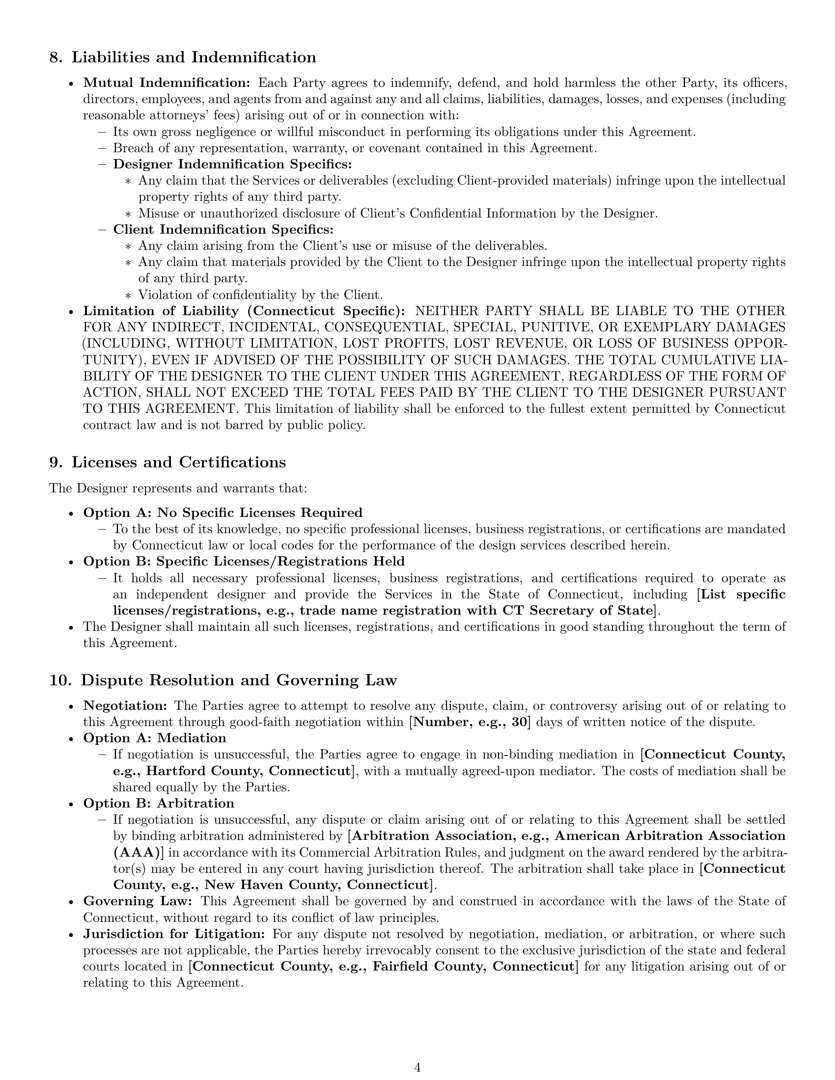 Preview page 4 of Pro Connecticut design independent contractor agreement template