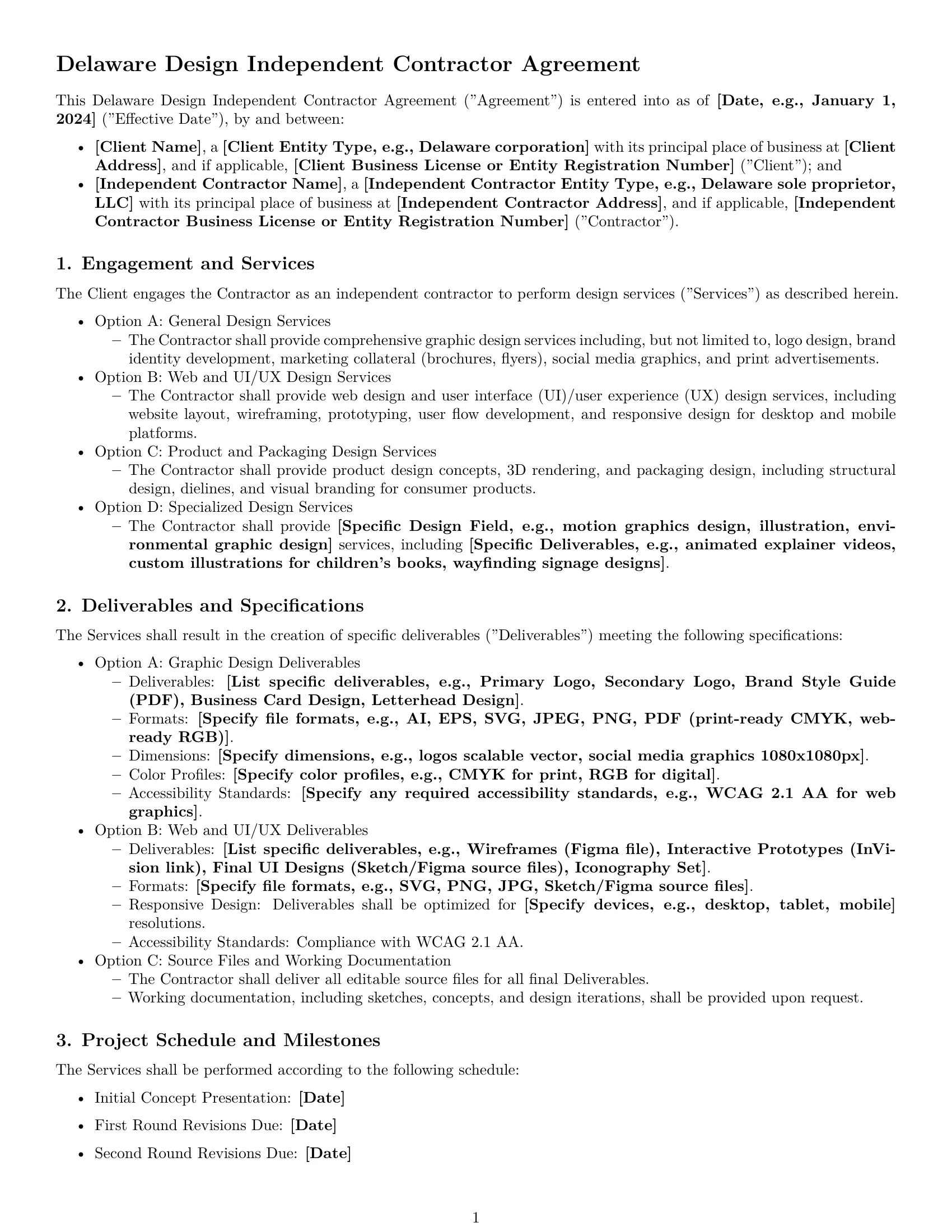 Preview page 1 of Pro Delaware design independent contractor agreement template