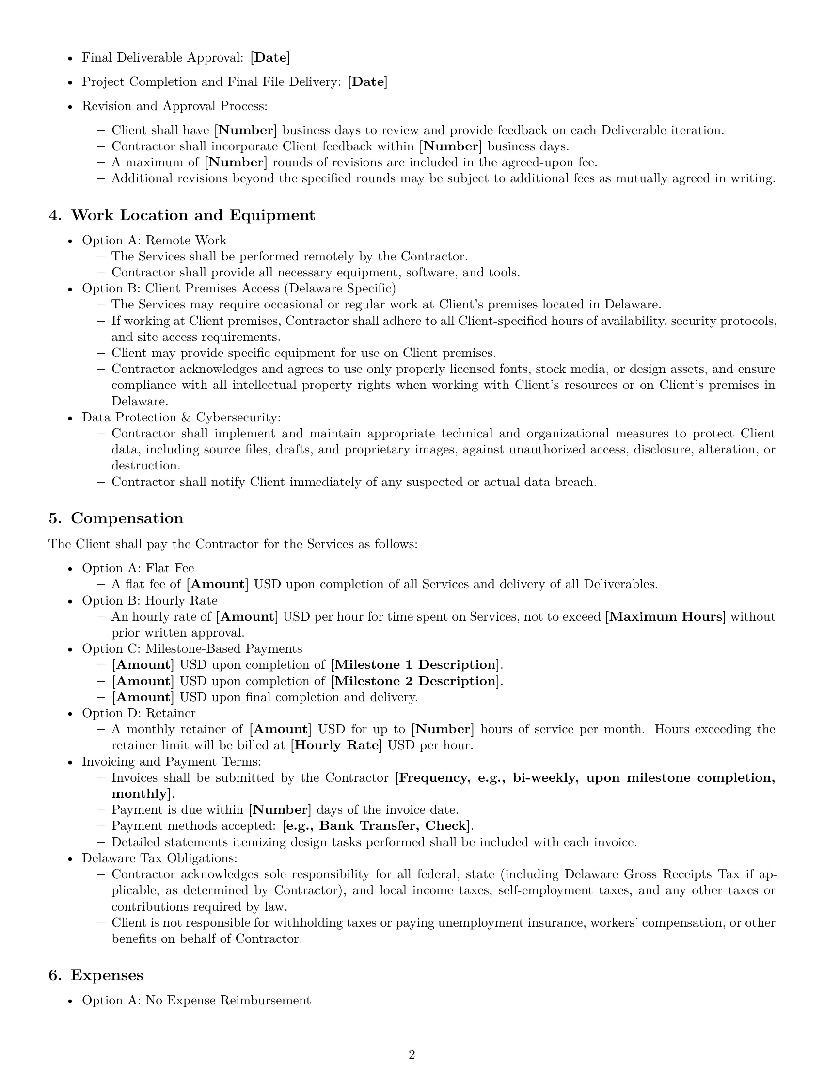 Preview page 2 of Pro Delaware design independent contractor agreement template