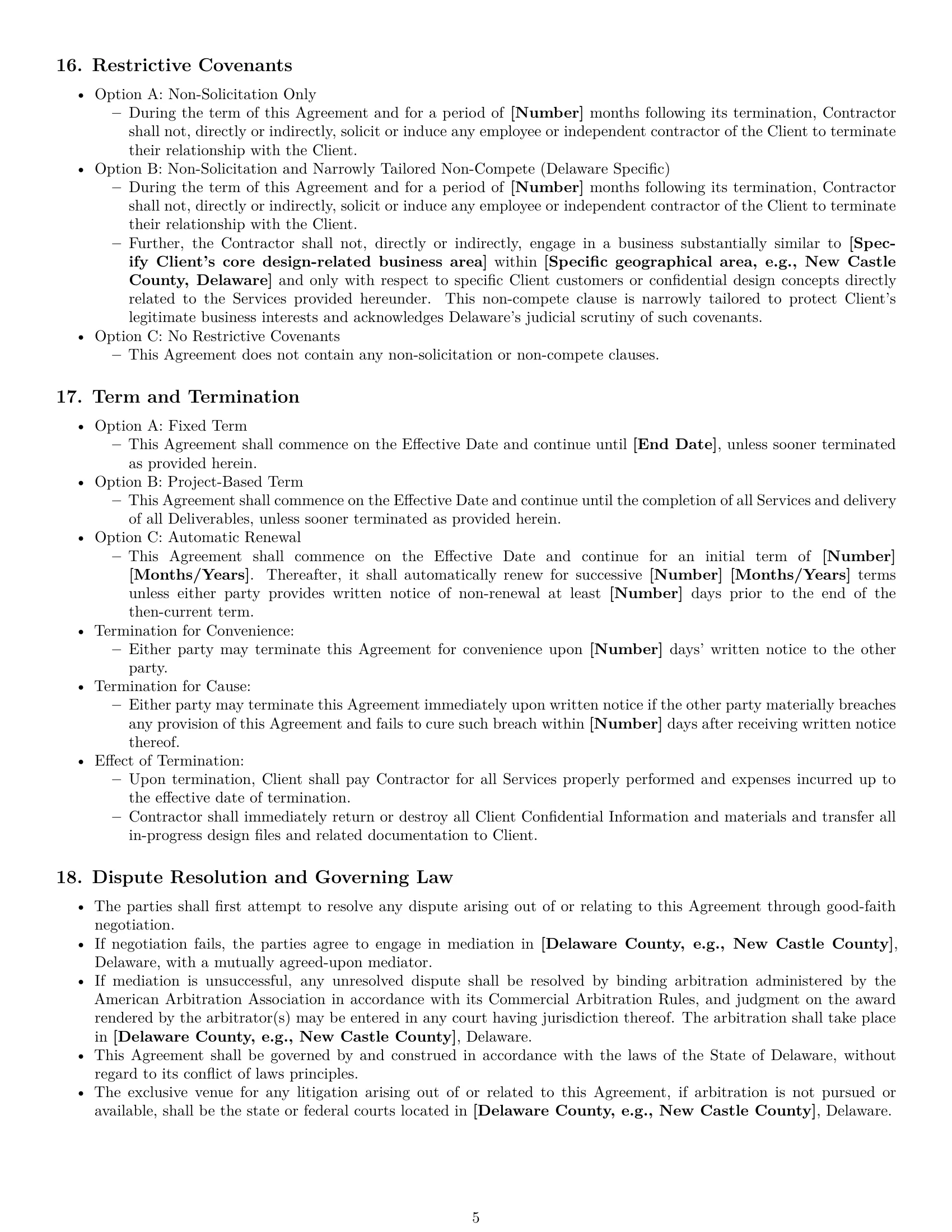 Preview page 5 of Pro Delaware design independent contractor agreement template