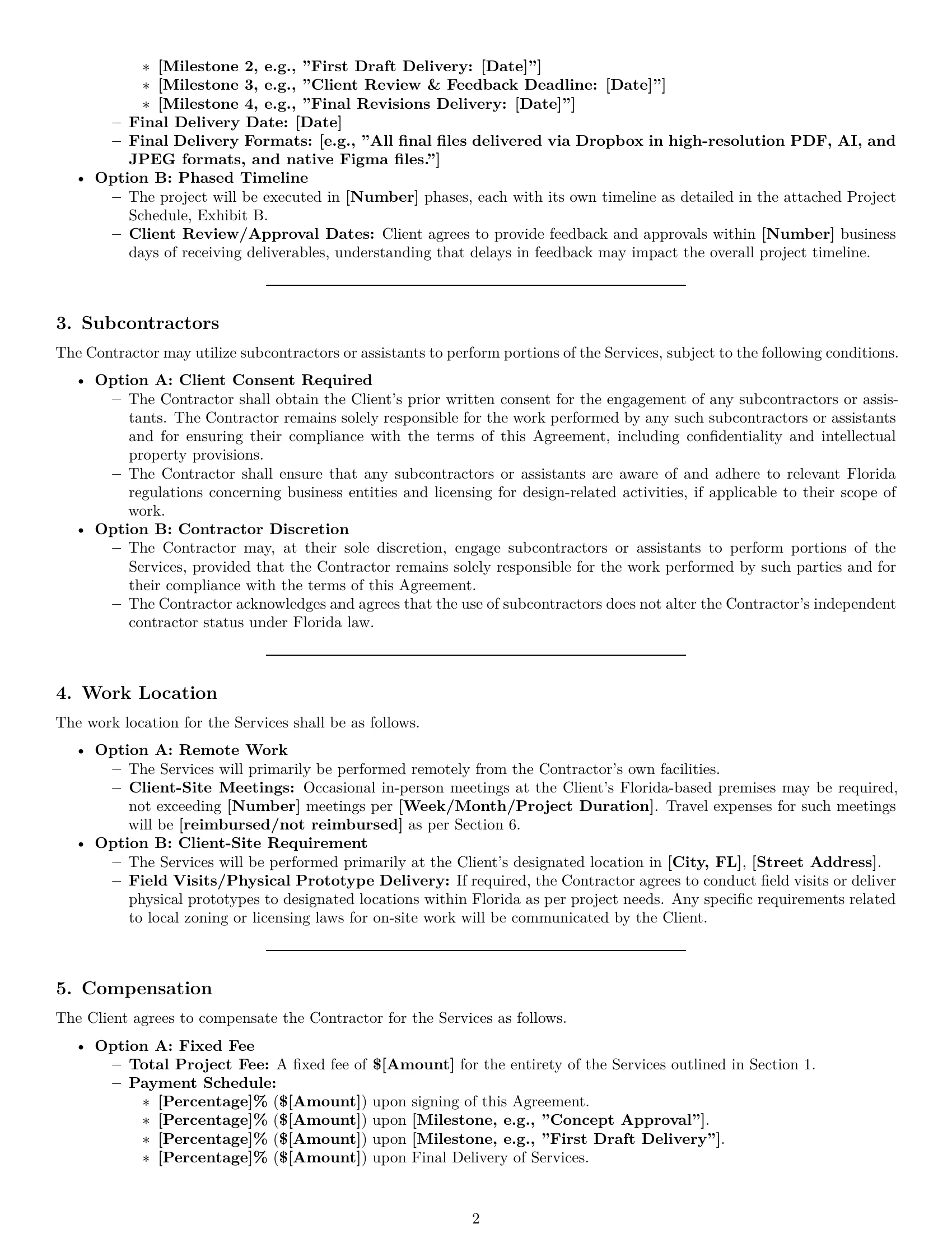 Preview page 2 of Pro Florida design independent contractor agreement template