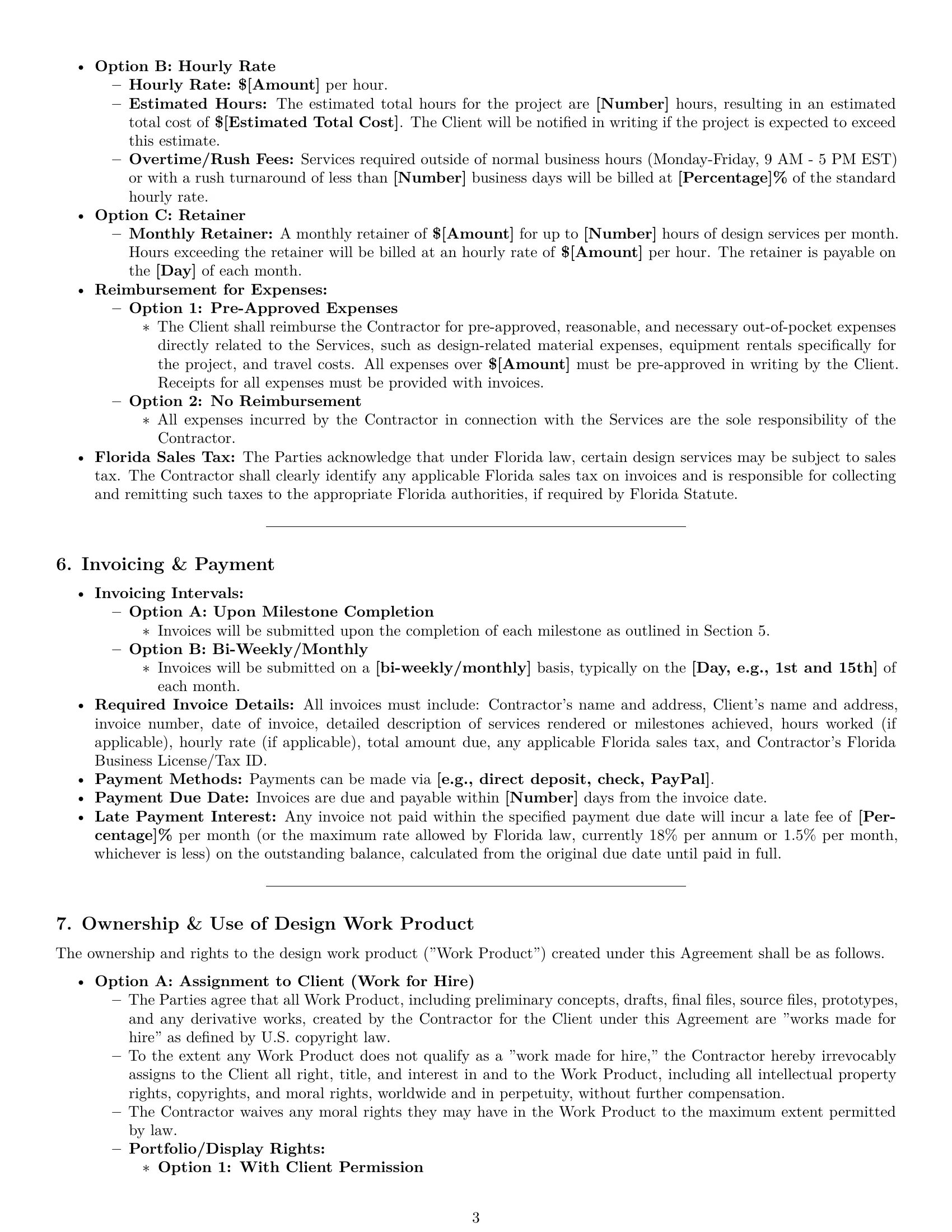Preview page 3 of Pro Florida design independent contractor agreement template