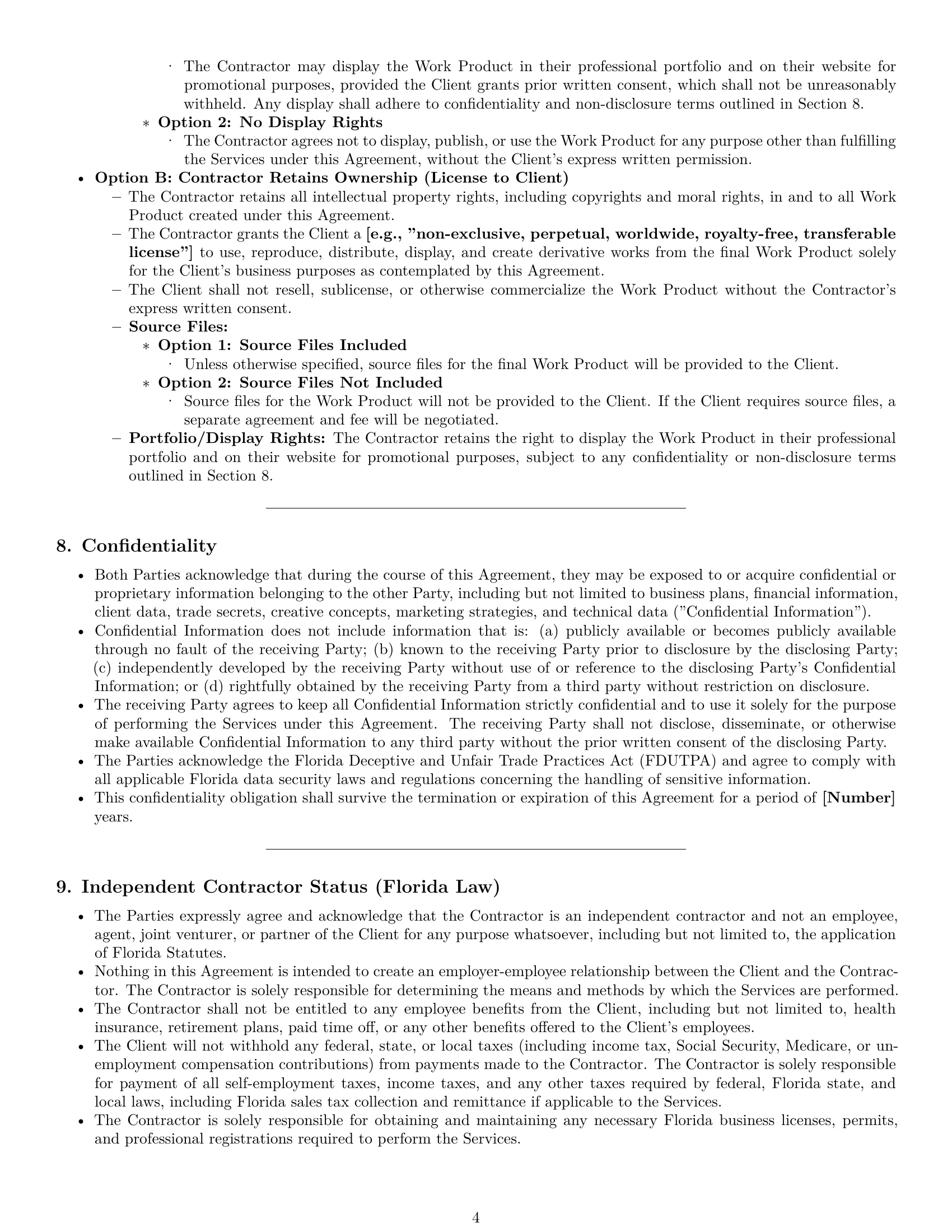 Preview page 4 of Pro Florida design independent contractor agreement template