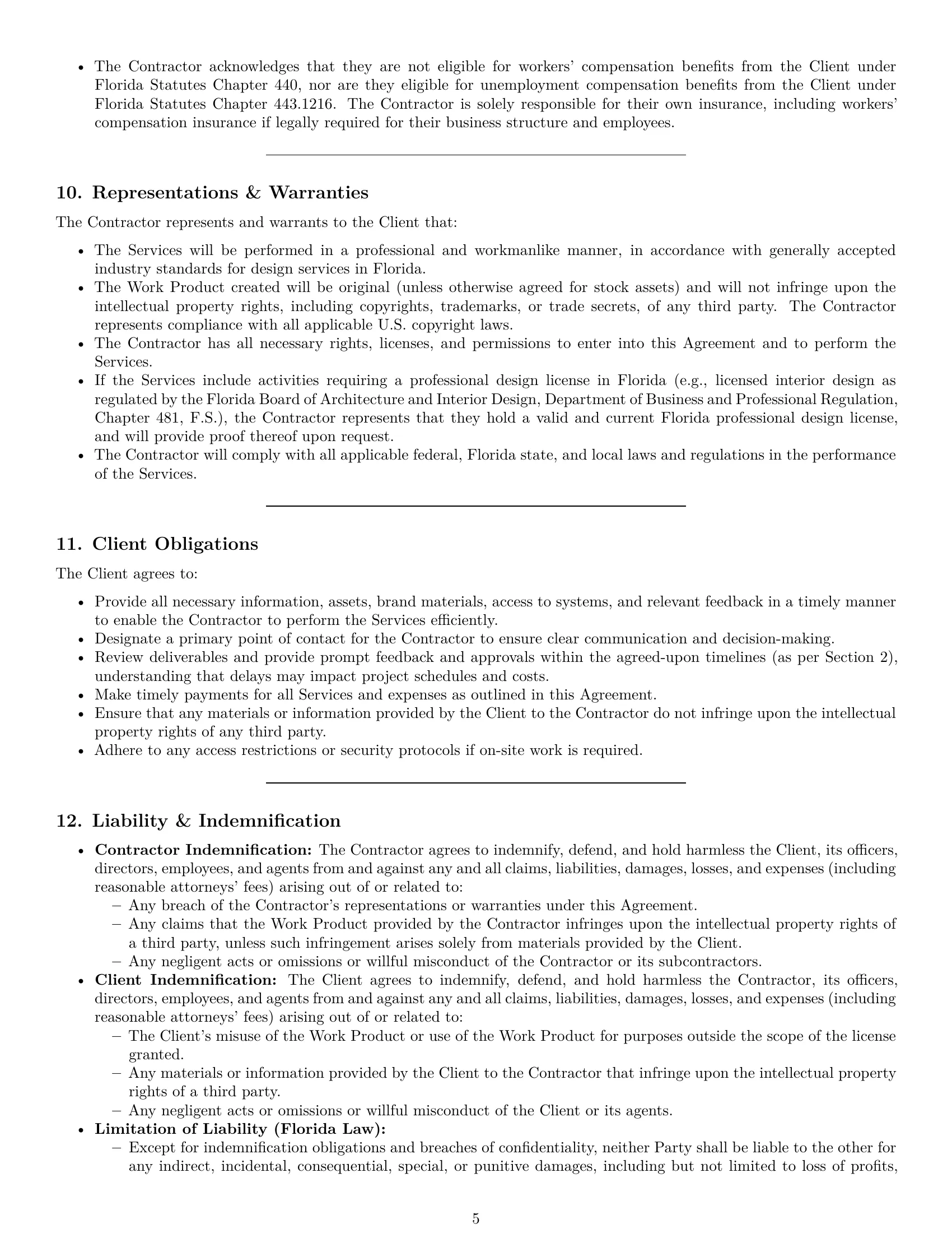 Preview page 5 of Pro Florida design independent contractor agreement template