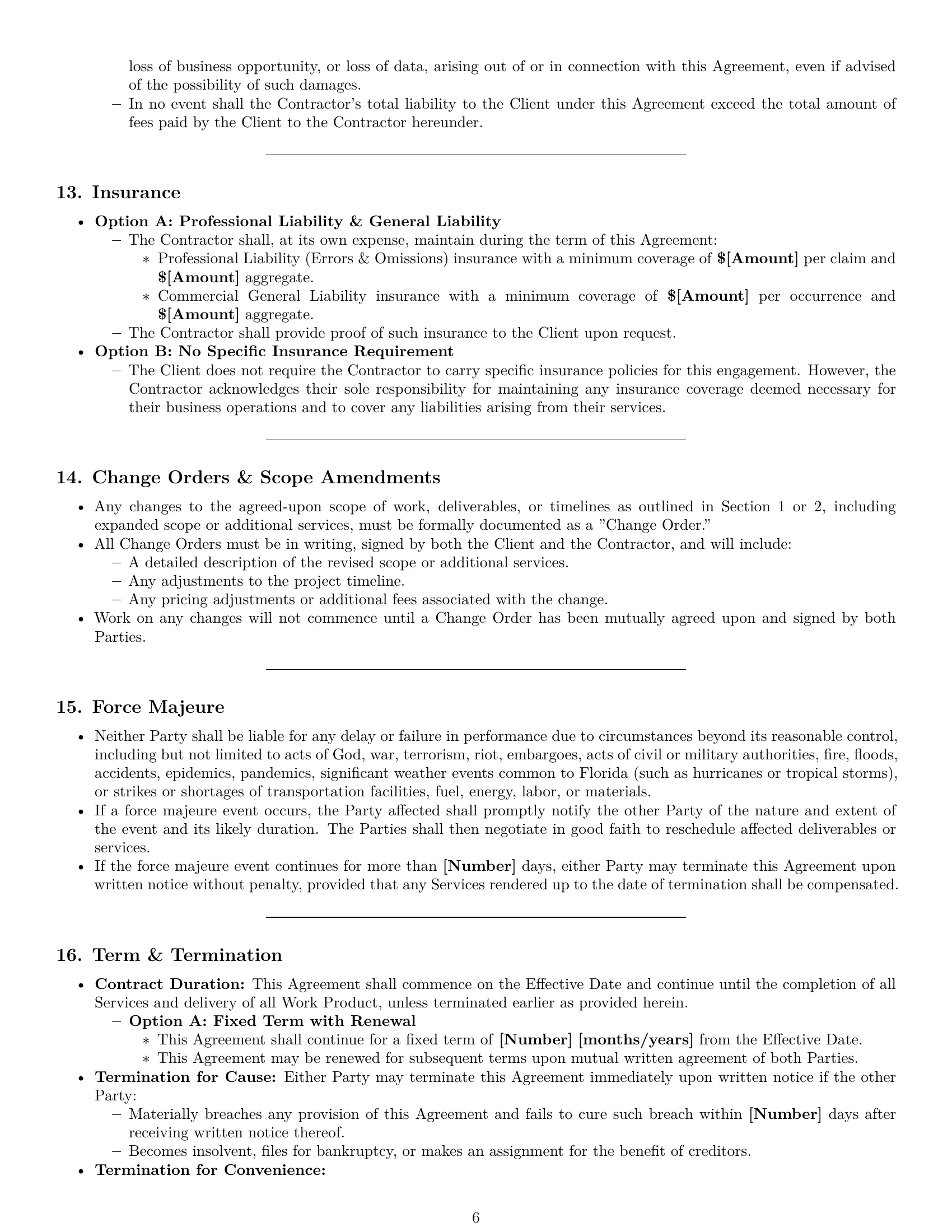 Preview page 6 of Pro Florida design independent contractor agreement template